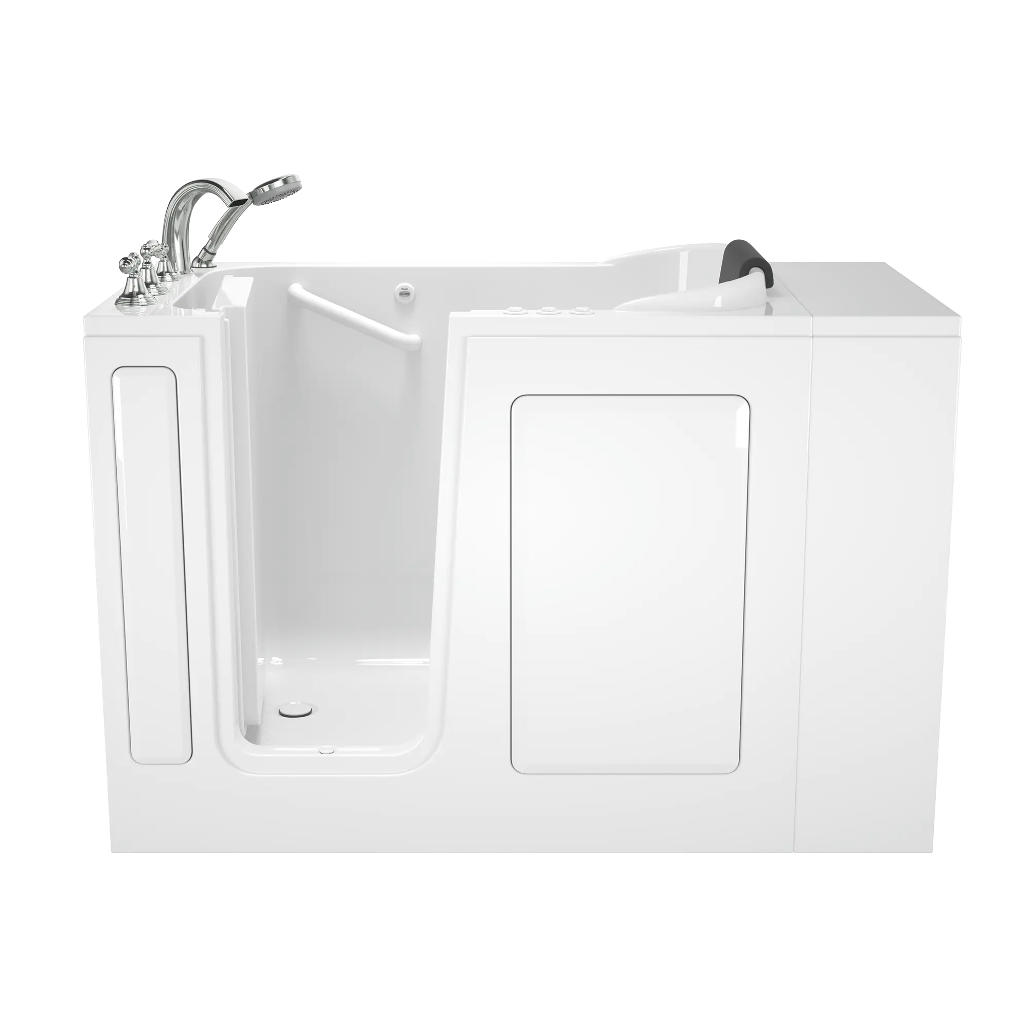 Exclusive Series 48 in. x 28 in. Left Hand Walk-In Whirlpool and Air Bath Tub with Quick Drain in White Exclusive Series 48 in. x 28 in. Left Hand Walk-In Whirlpool and Air Bath Tub with Quick Drain in White
