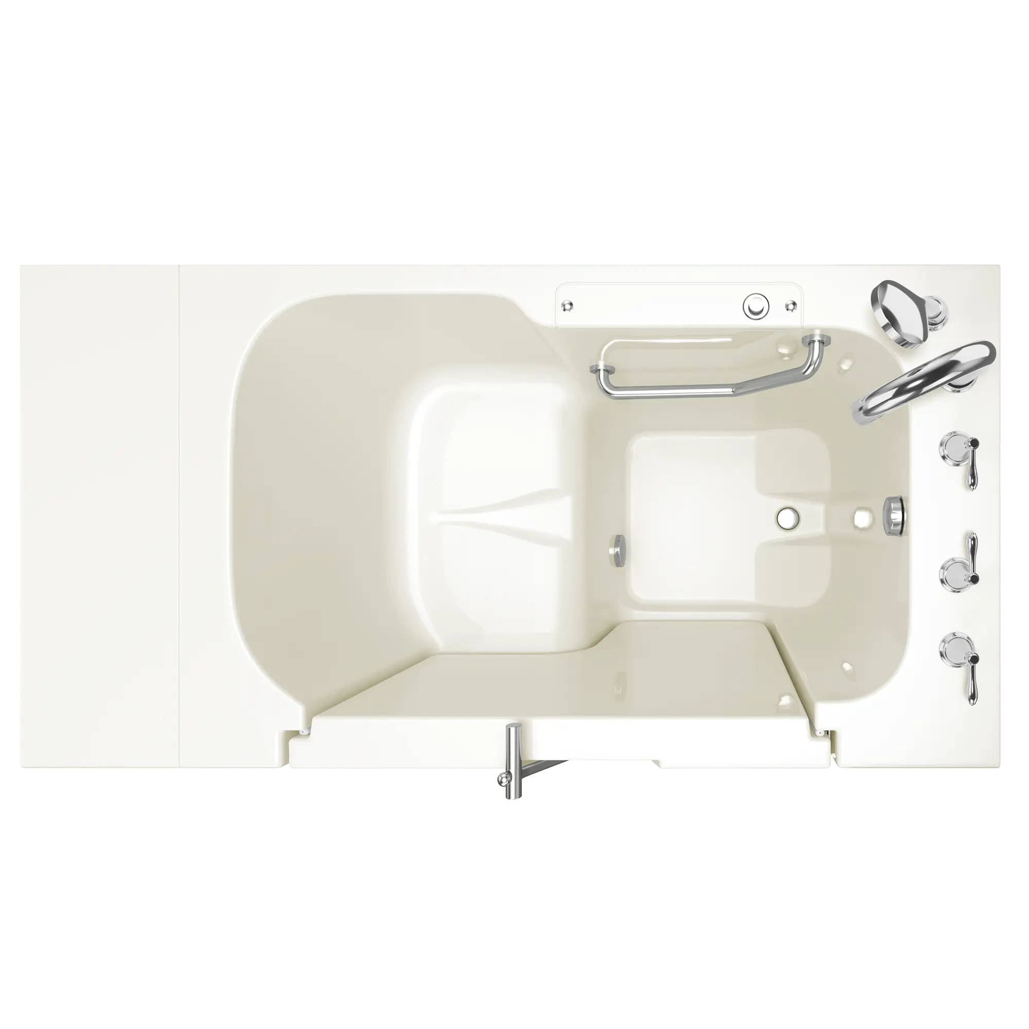 Gelcoat Value Series 52 in. x 32 in. Right Hand Walk-In Whirlpool and Air Bathtub with Outward Opening Door in White Gelcoat Value Series 52 in. x 32 in. Right Hand Walk-In Whirlpool and Air Bathtub with Outward Opening Door in White