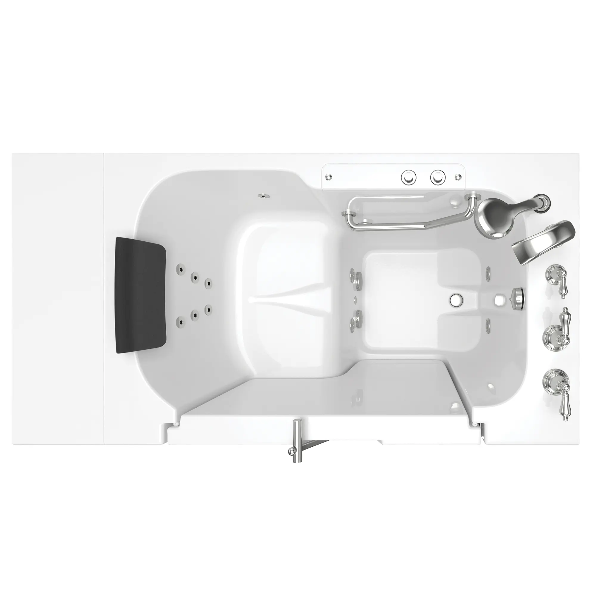 Gelcoat Value Series 52in. x 32in. Right Hand Touch Control Walk-In Whirlpool Bathtub with Outward Opening Door in White Gelcoat Value Series 52in. x 32in. Right Hand Touch Control Walk-In Whirlpool Bathtub with Outward Opening Door in White