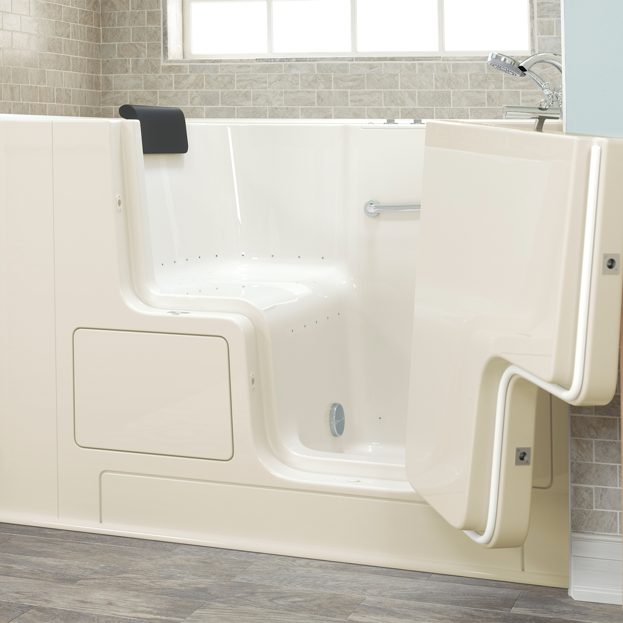 Gelcoat Premium Series 32 x 52 -Inch Walk-in Tub With Air Spa System - Right-Hand Drain With Faucet