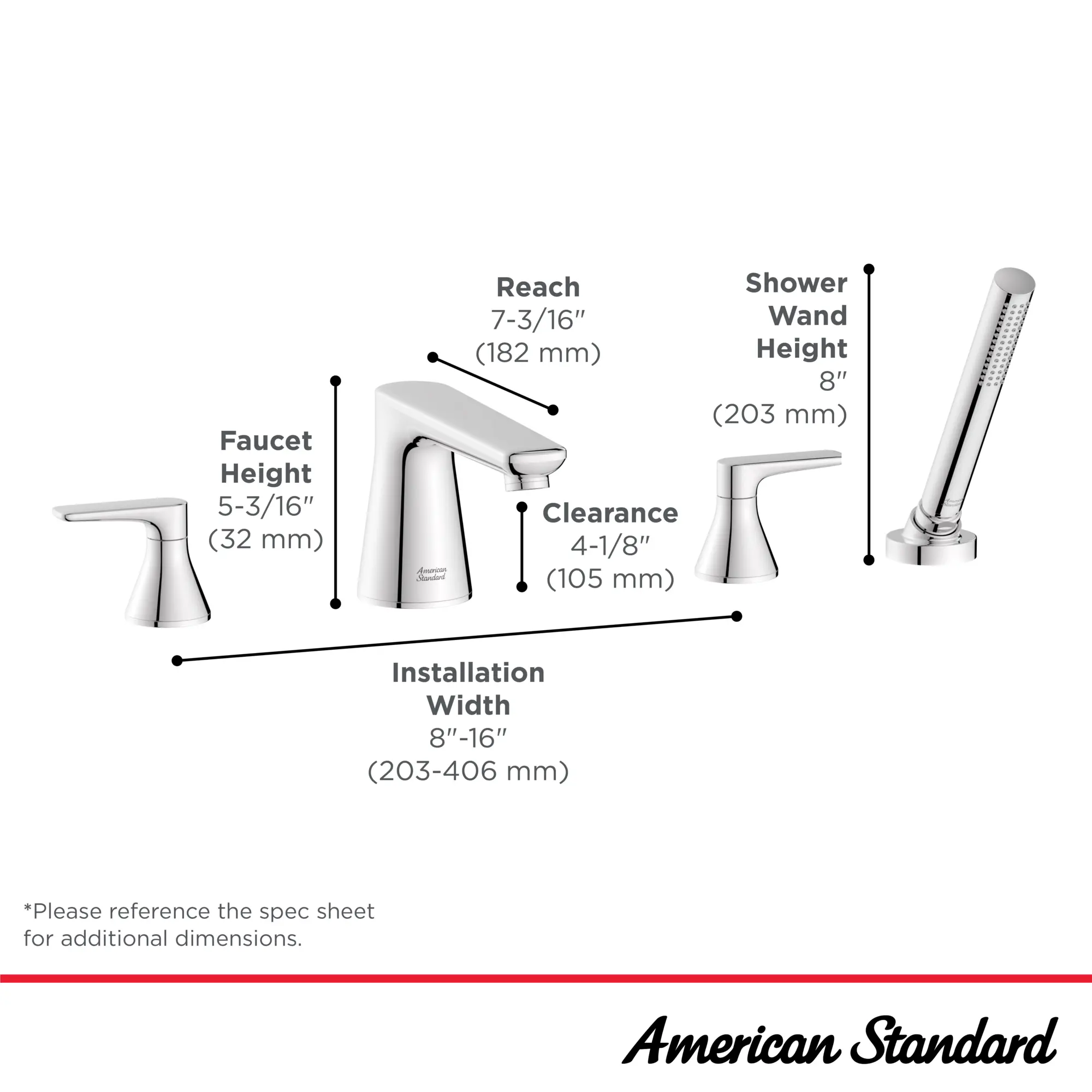 Aspirations 4-Hole 2-Handle Deck Mount Roman Tub Faucet  With Lever Handles and Personal Shower