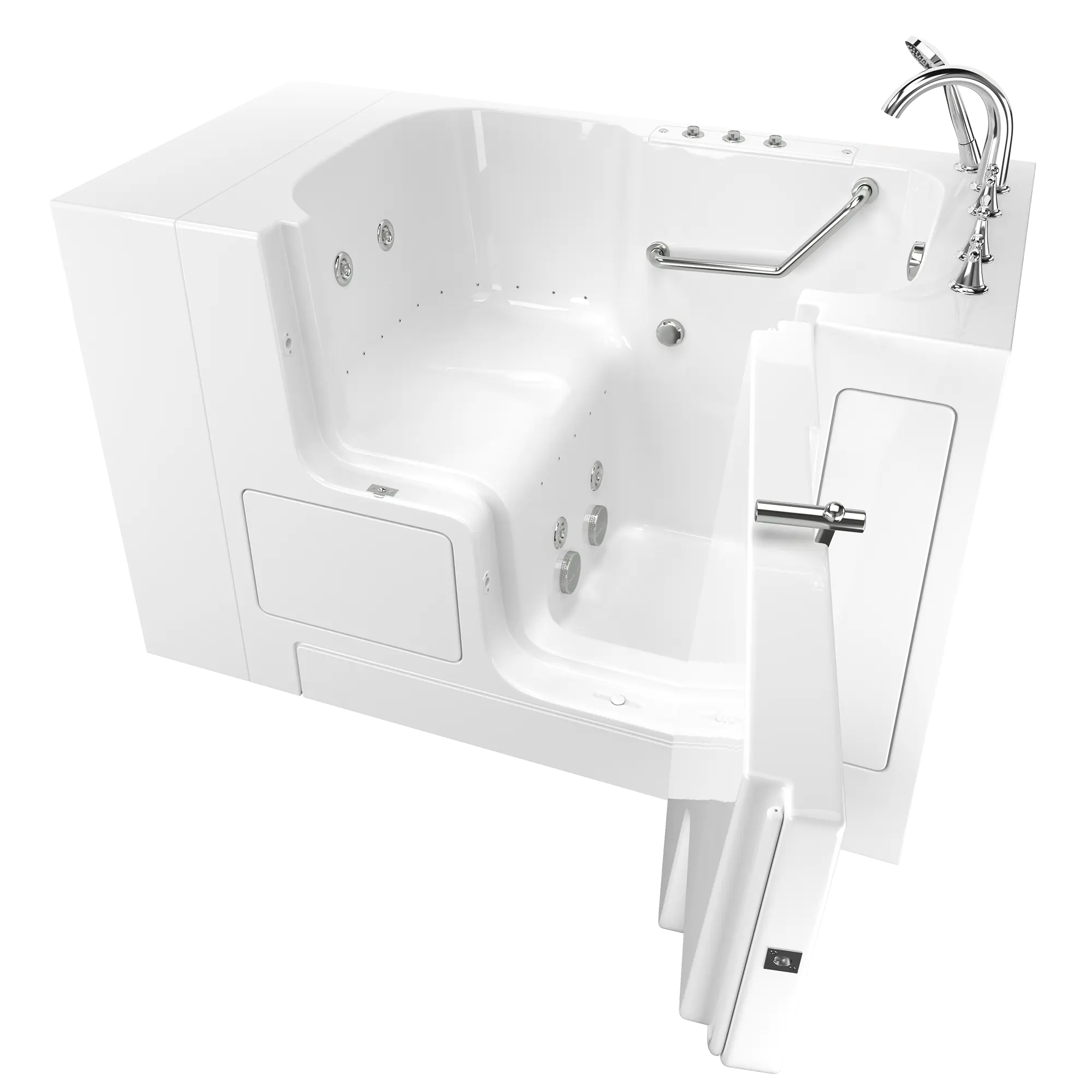 Gelcoat Value Series 52 in. x 32 in. Right Hand Walk-In Whirlpool and Air Bathtub with Outward Opening Door in White Gelcoat Value Series 52 in. x 32 in. Right Hand Walk-In Whirlpool and Air Bathtub with Outward Opening Door in White