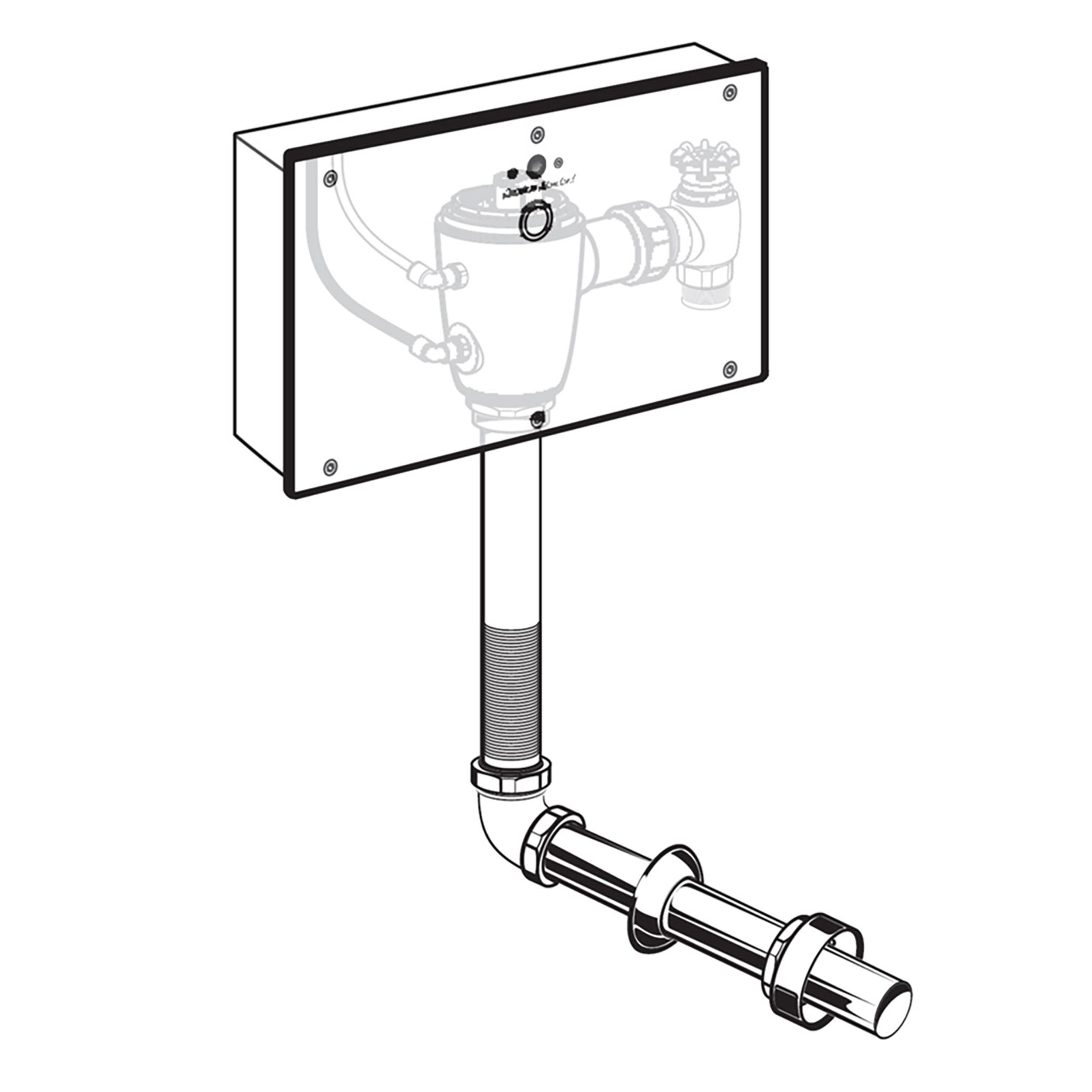 Ultima Selectronic Concealed Toilet Flush Valve with Wall Box, Base Model, Piston-Type, 1.28 gpf/4.8 Lpf