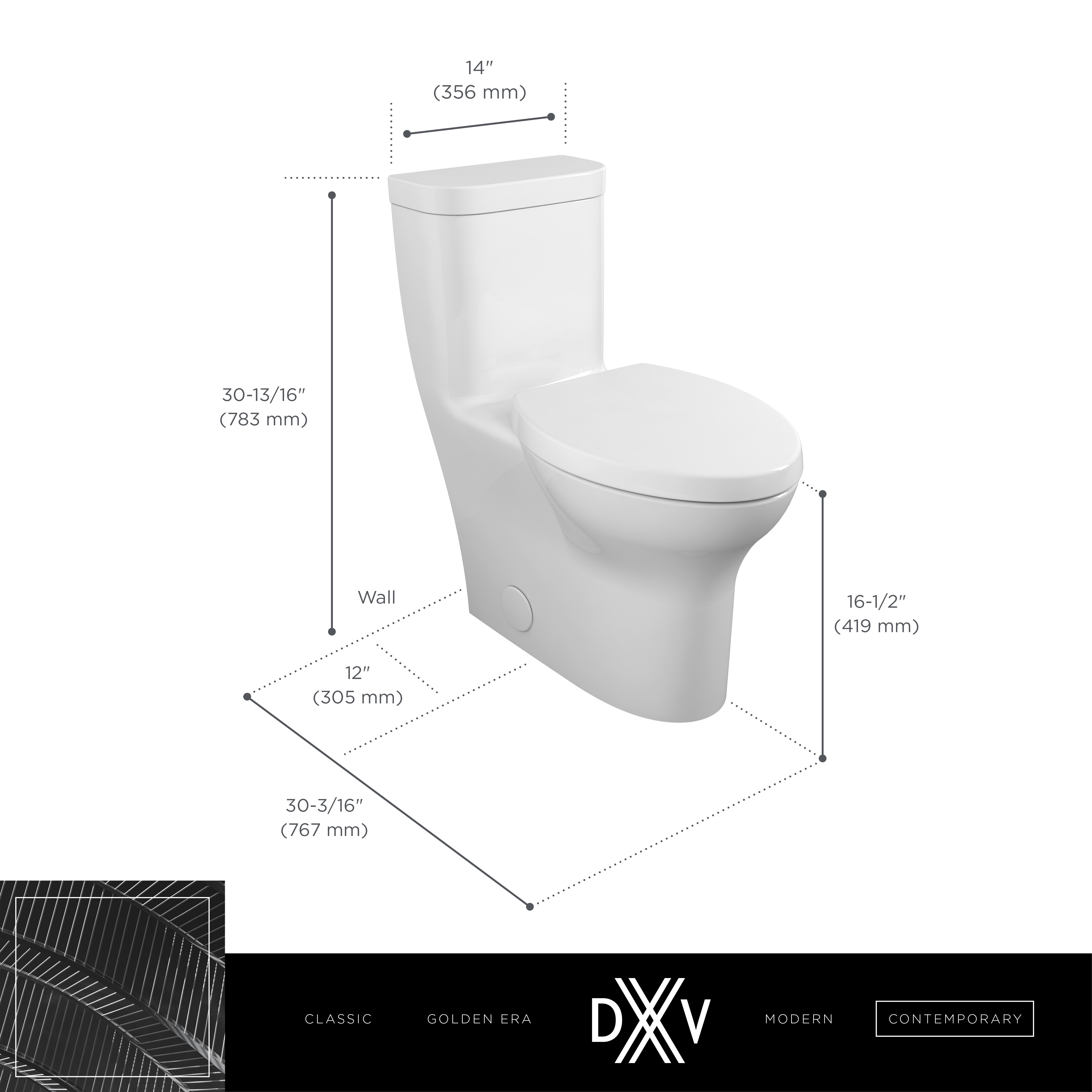 Toilette Equility monopièce à cuvette allongée à hauteur de chaise avec levier de déclenchement à droite et siège