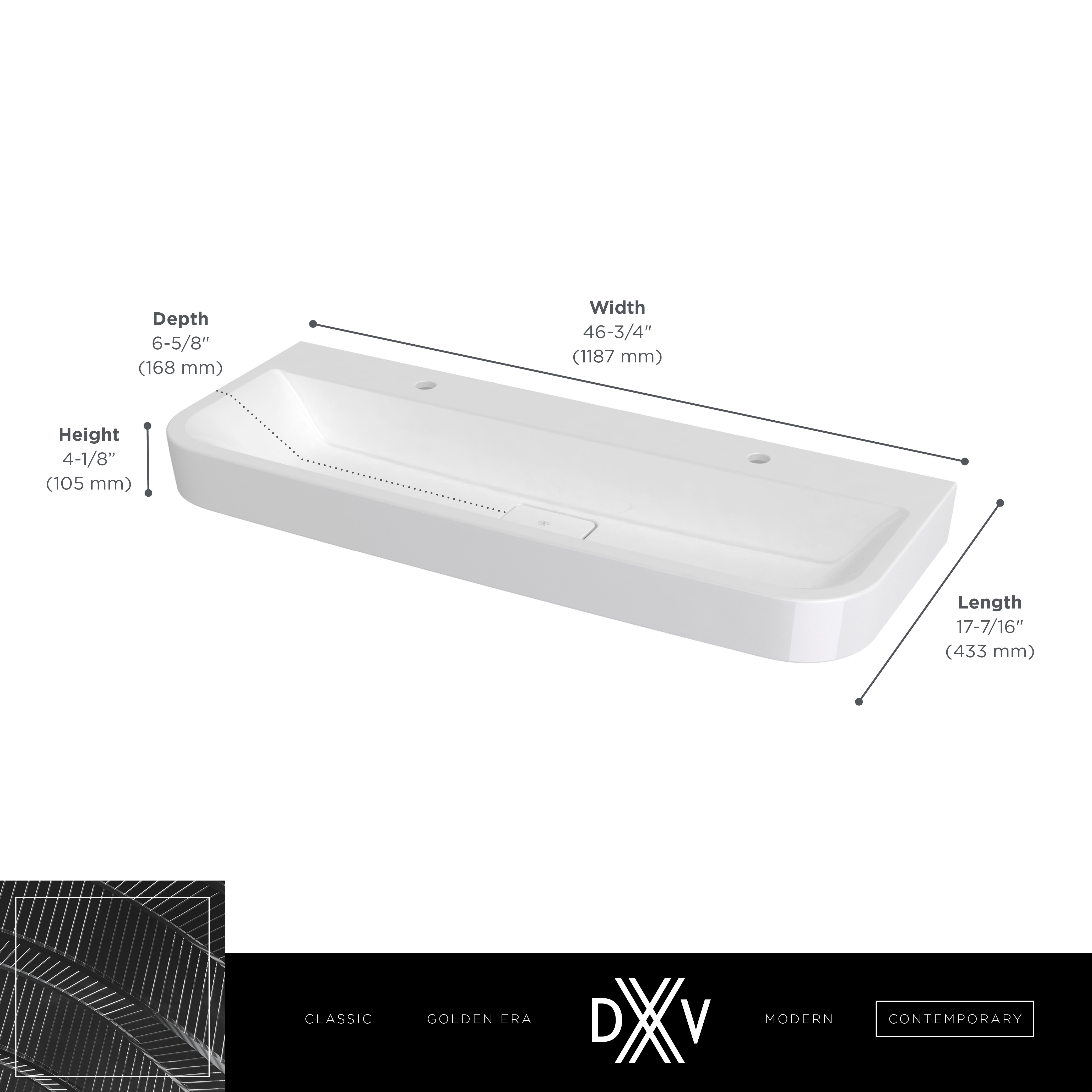 Equility® 47 in. Sink, 2 Single Hole