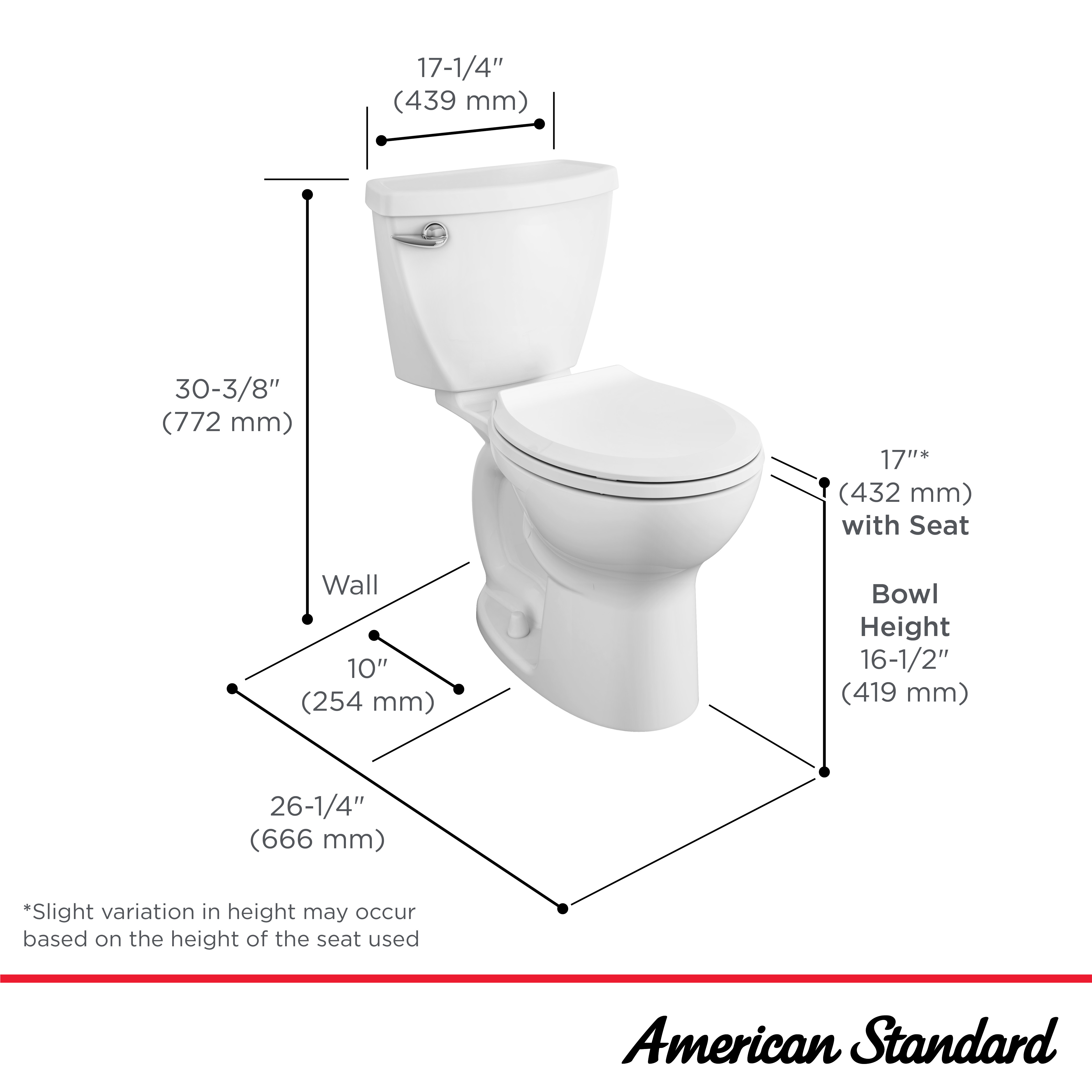 Cadet 3 FloWise 1.28 GPF/4.8 LPF Left Trip Lever 16/1-2-in. Round-Front Toilet with Slow-Close Seat