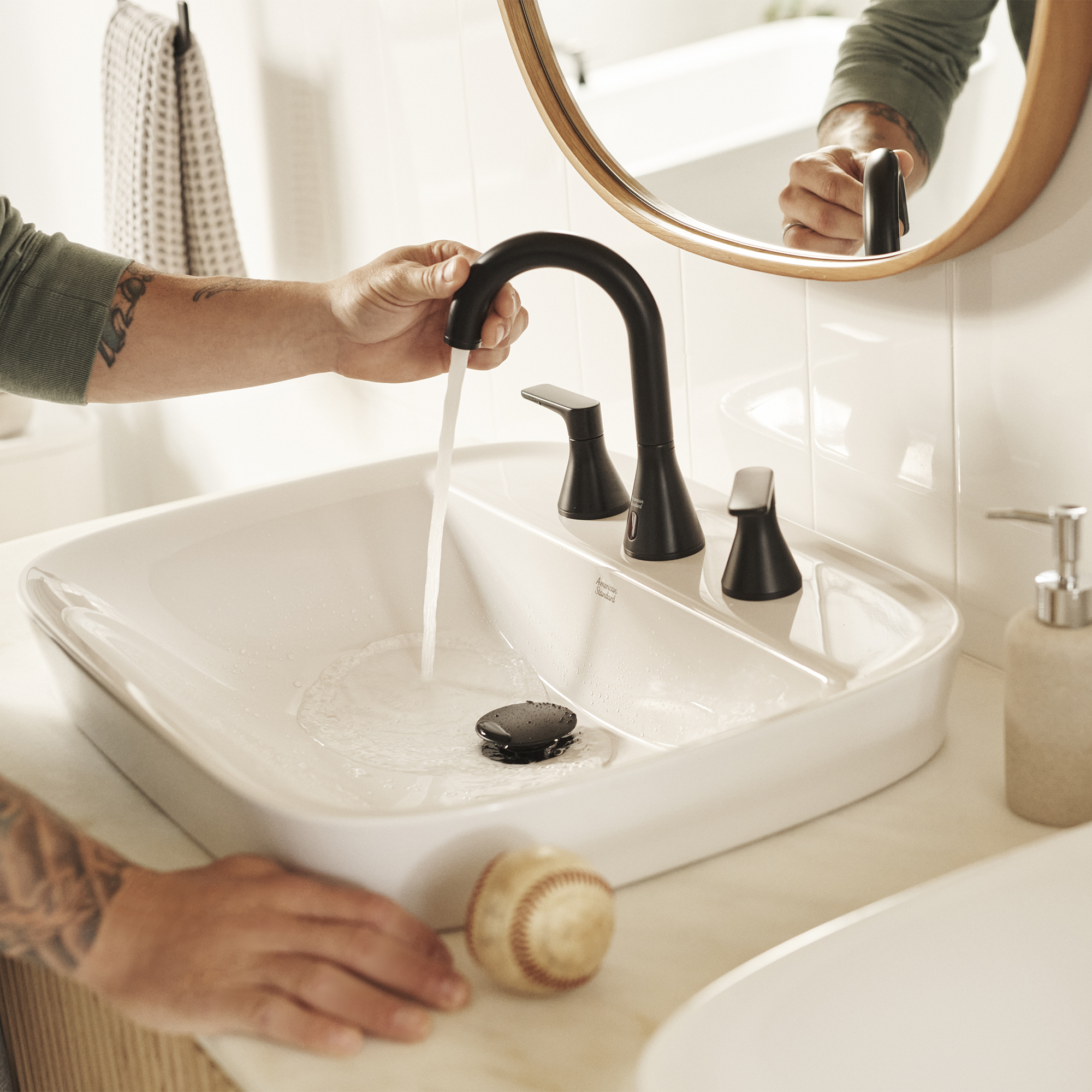Aspirations 8-Inch Widespread 2-Handle Pull-Down Bathroom Faucet 1.2  gpm/4.5 L/min With Lever Handles