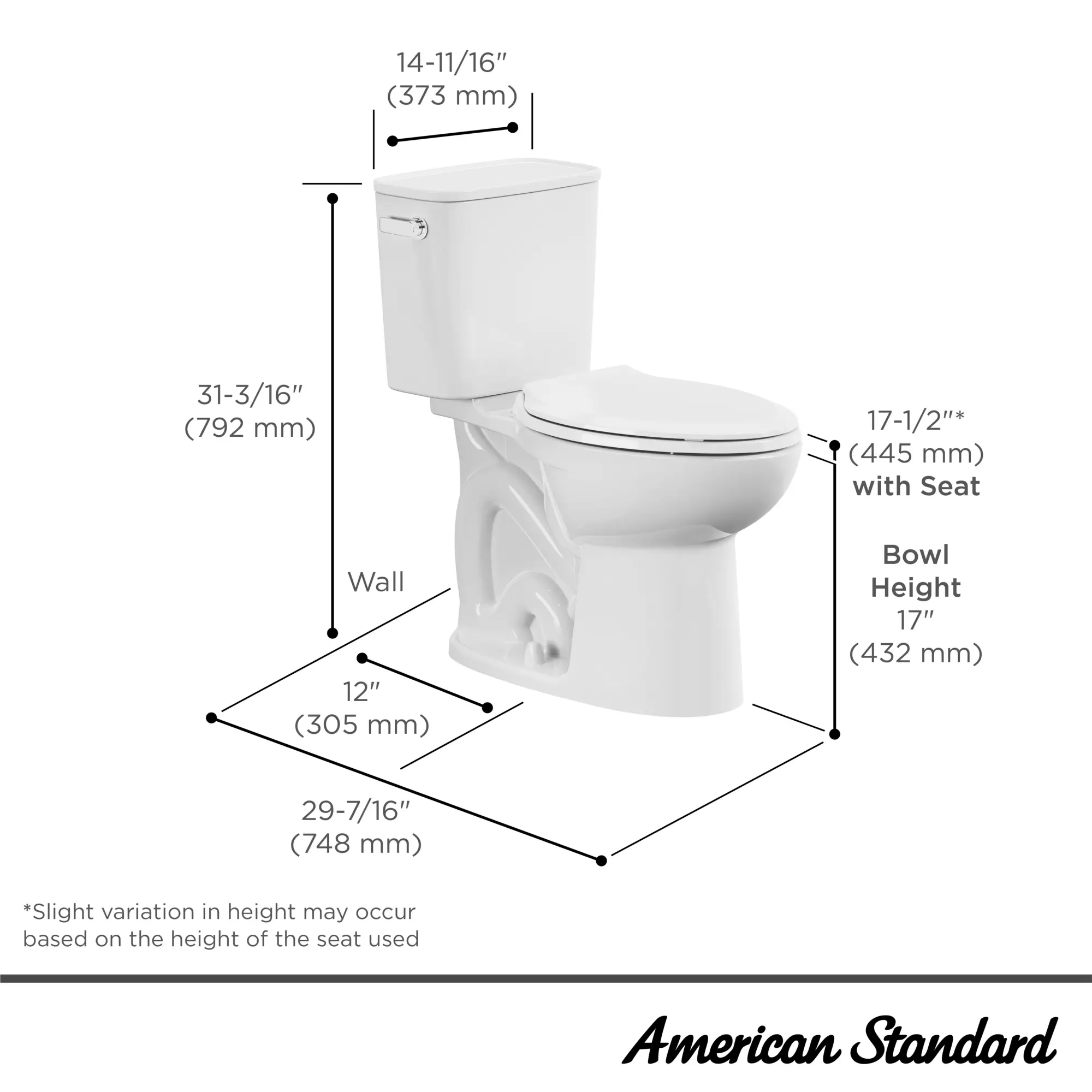 Aspirations EcoStrength Two-Piece 0.80 gpf/3.0 Lpf Chair Height Elongated Toilet Less Seat