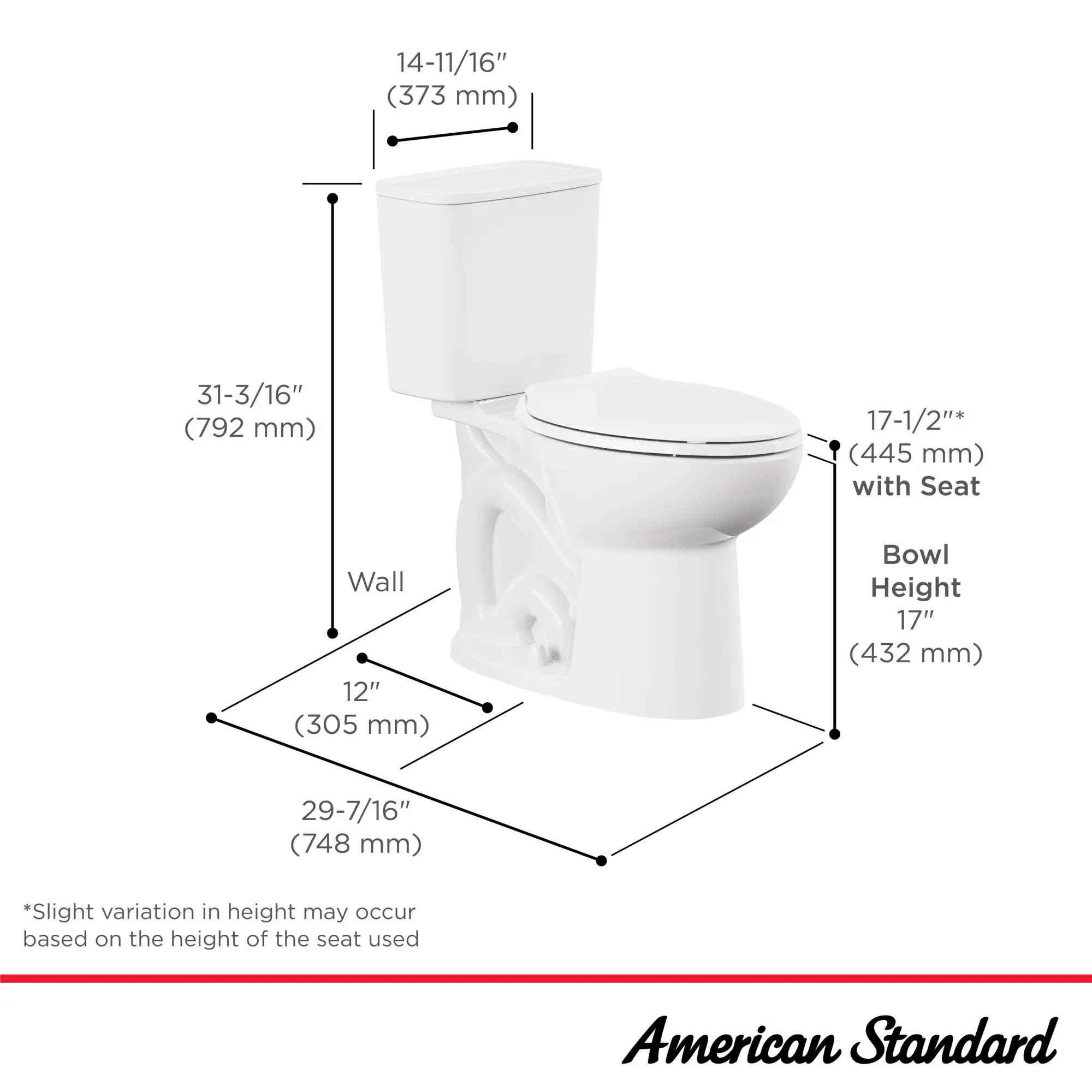 Aspirations EcoStrength Two-Piece 0.80 gpf/3.0 Lpf Chair Height Elongated Right-Hand Trip Lever Toilet Less Seat