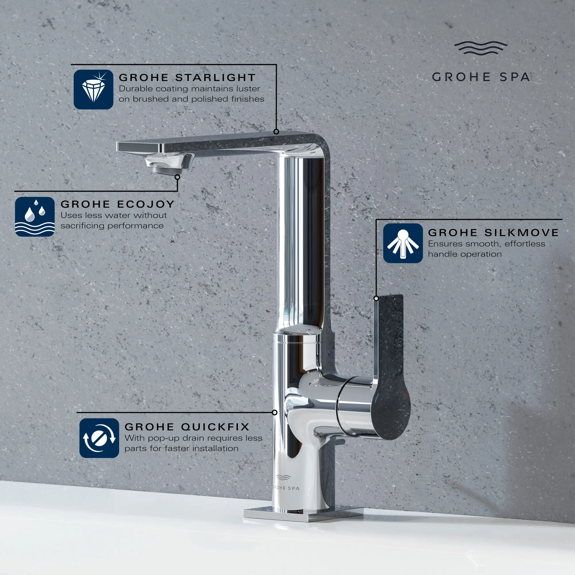 Single-Hole Single-Handle L-Size Bathroom Faucet 4.8 L/min (1.2 GPM)