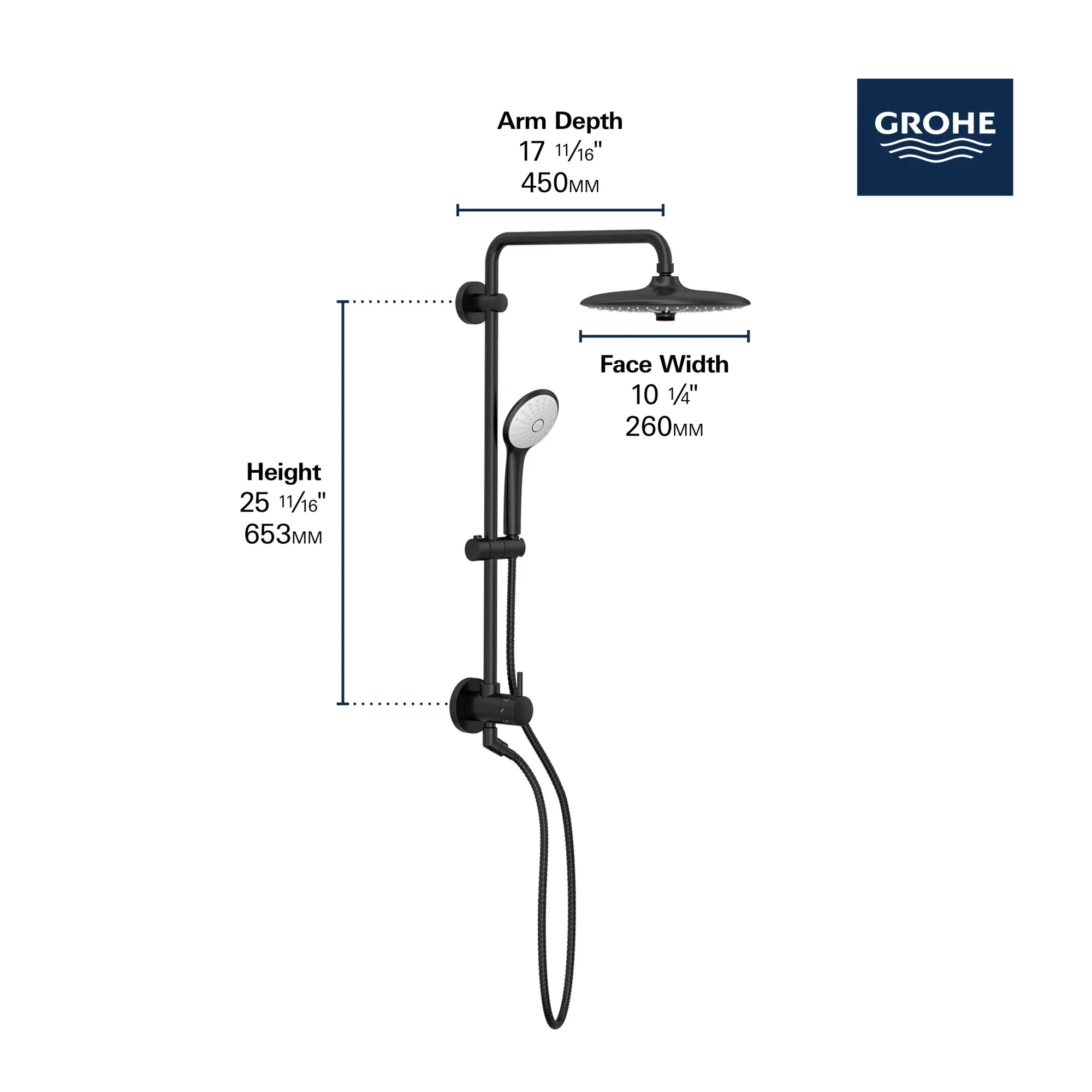 Système de douche 260 de 25 po, 9,5 L/min (2,5 gpm)