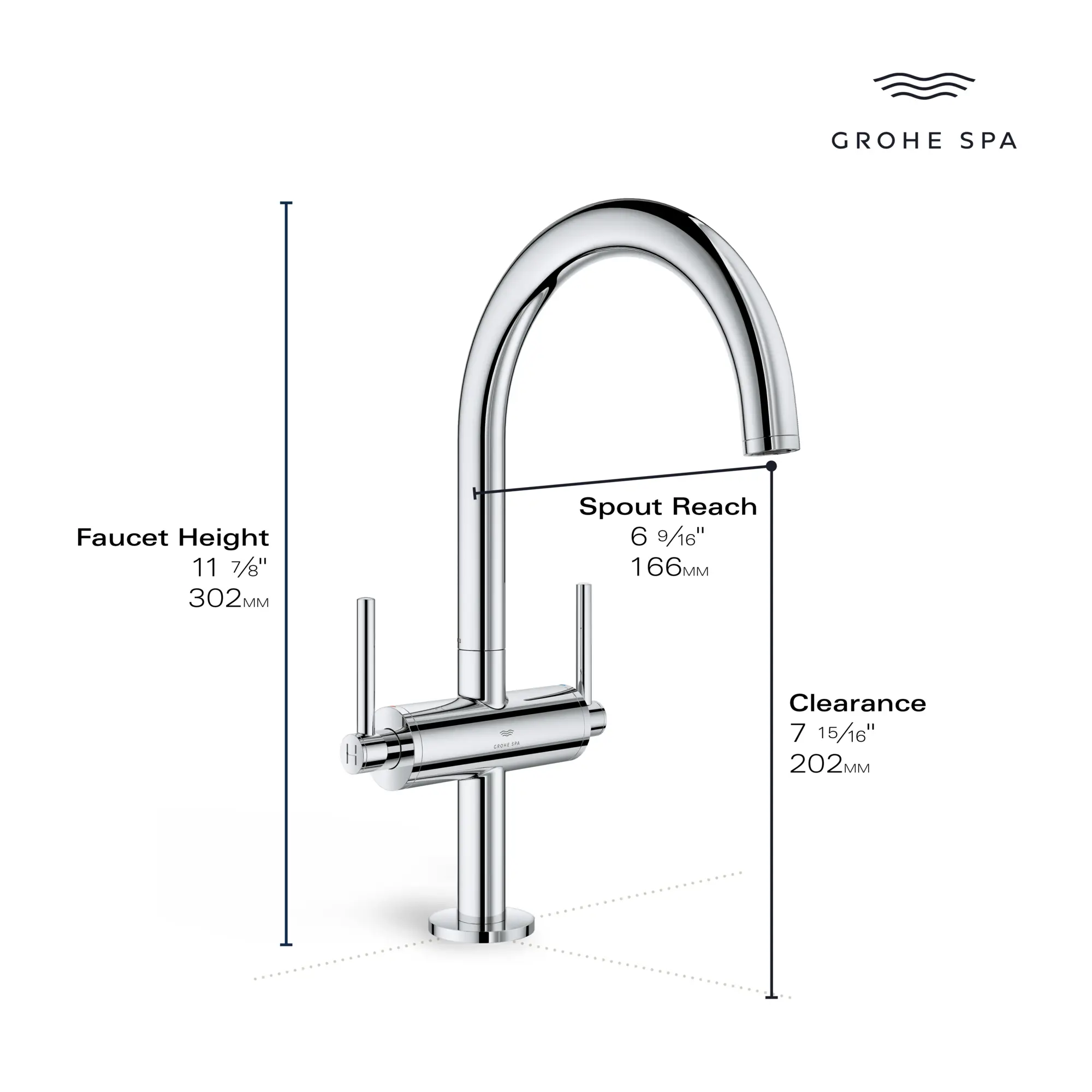 Single Hole Two-Handle L-Size Bathroom Faucet 4.6 L/min (1.2 GPM)