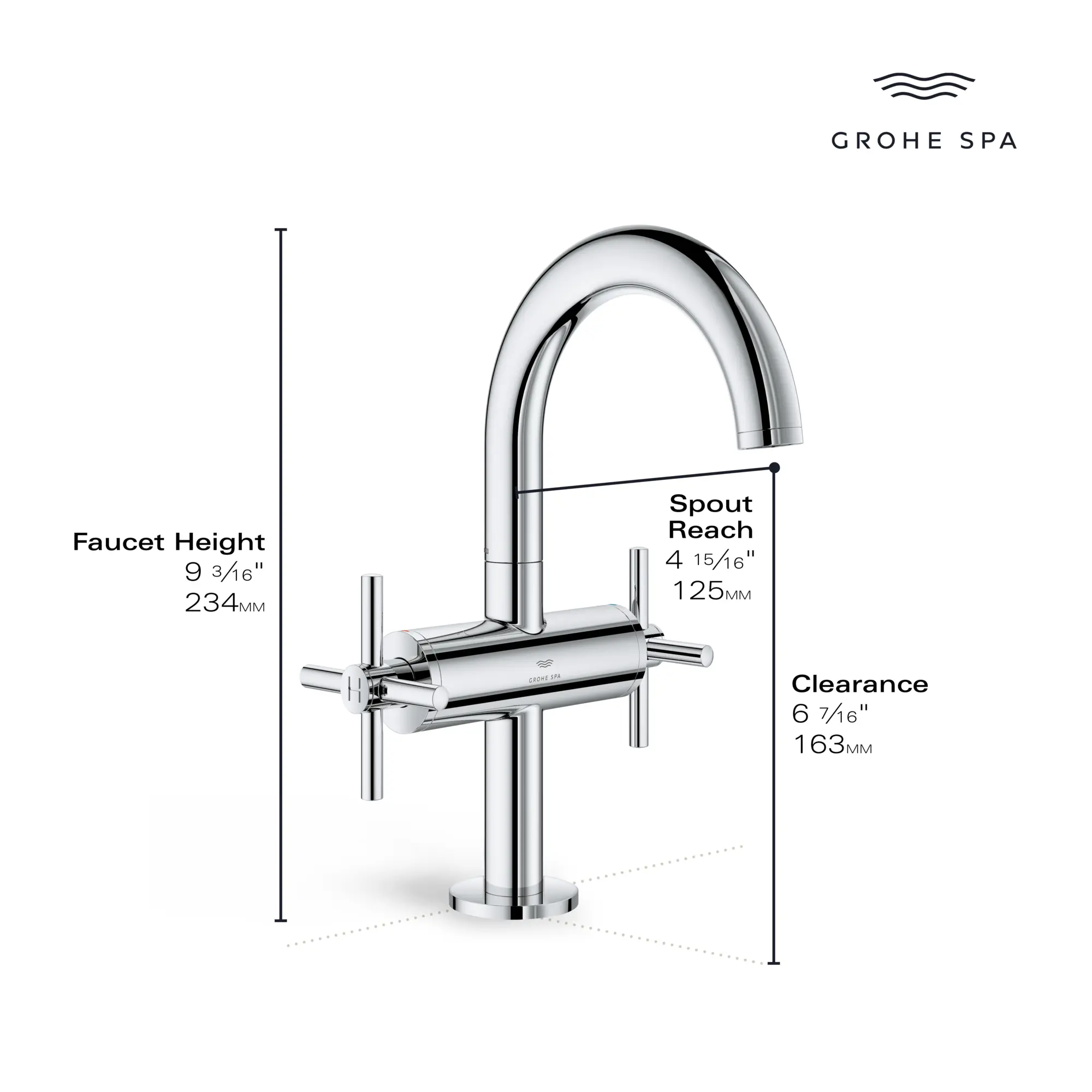 Single Hole Two-Handle M-Size Bathroom Faucet 4.6 L/min (1.2 GPM)