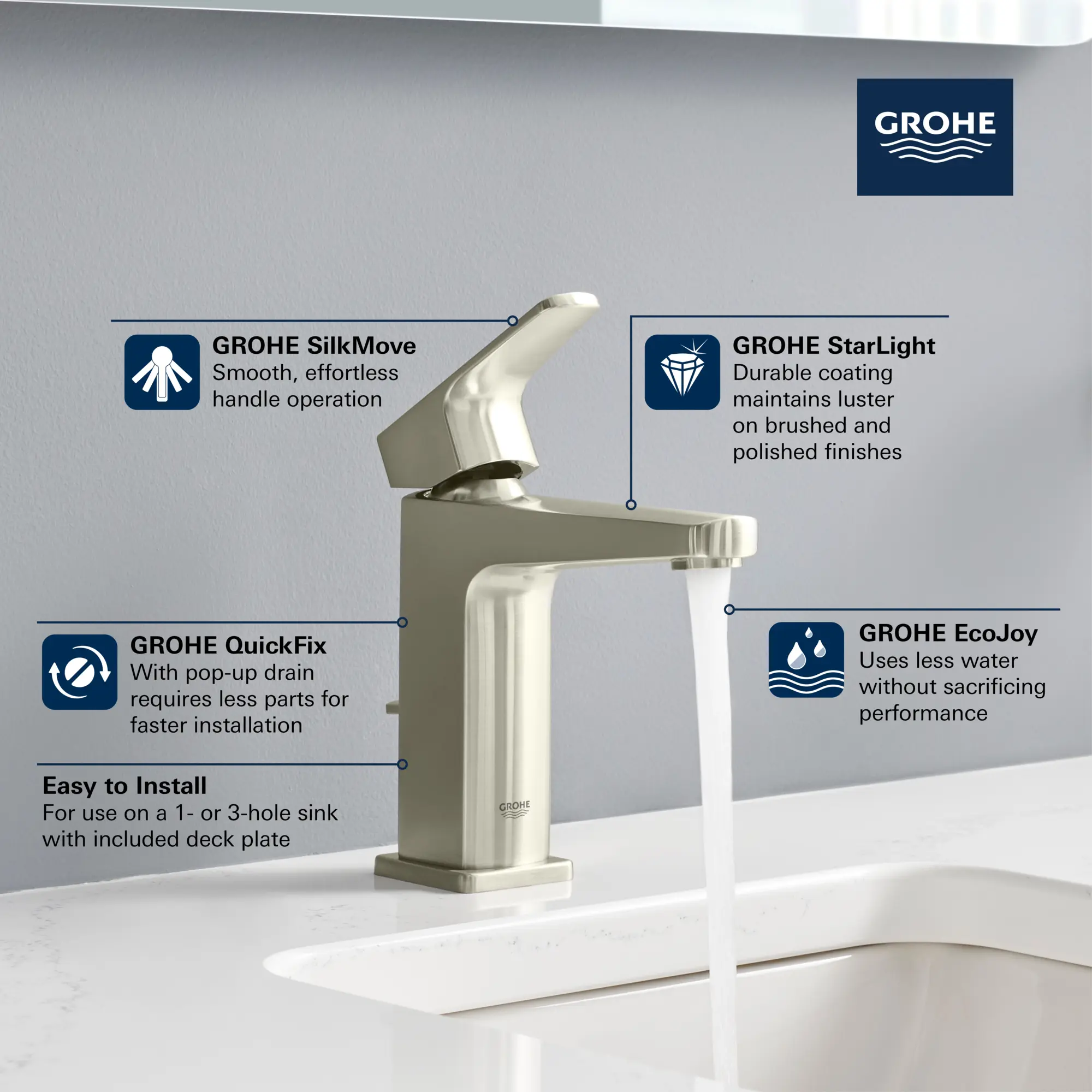 Tallinn Single Hole Single-Handle Bathroom Faucet, 1.2 GPM (4.5 L/min)