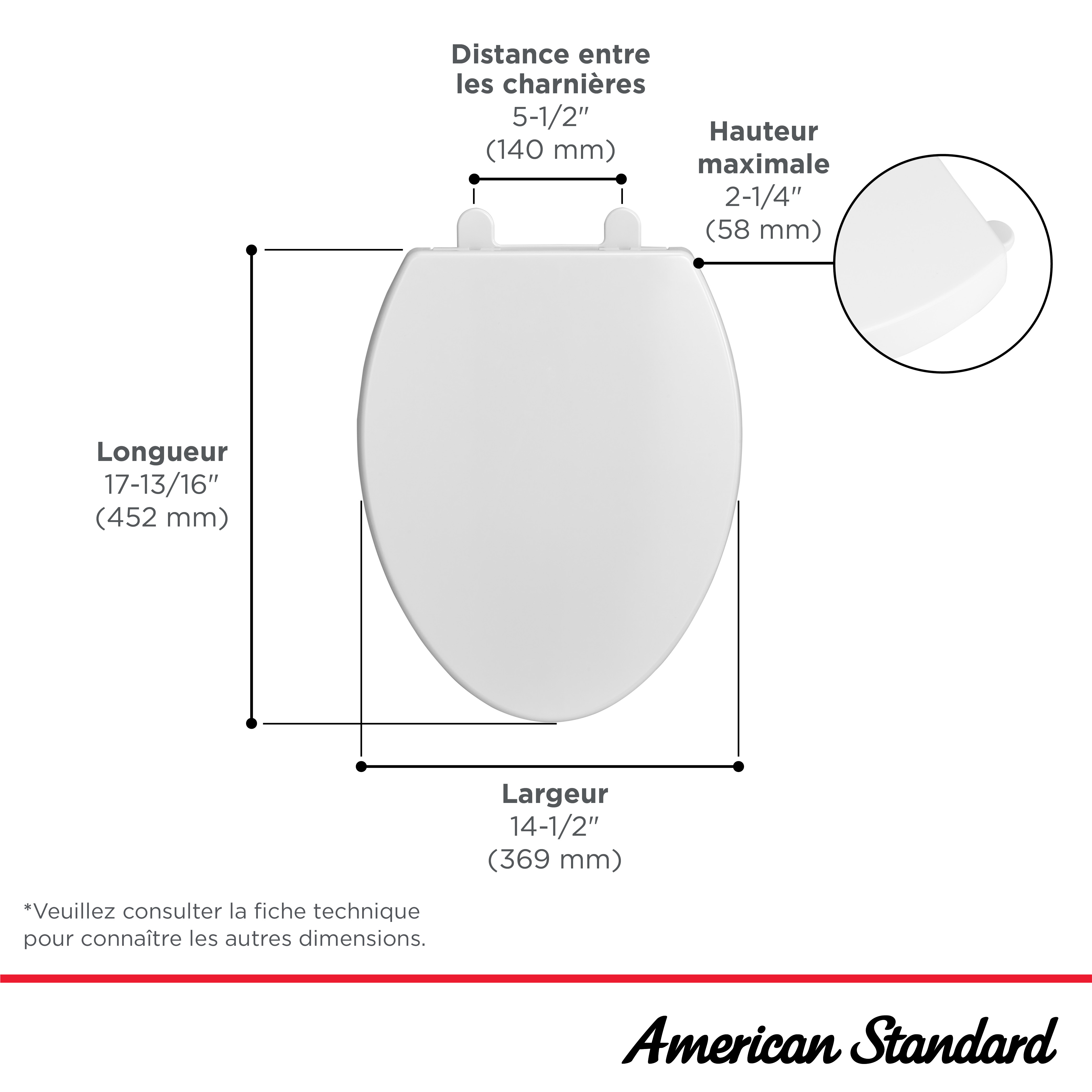 Siège télescopique à fermeture lente pour toilette allongée Champion®