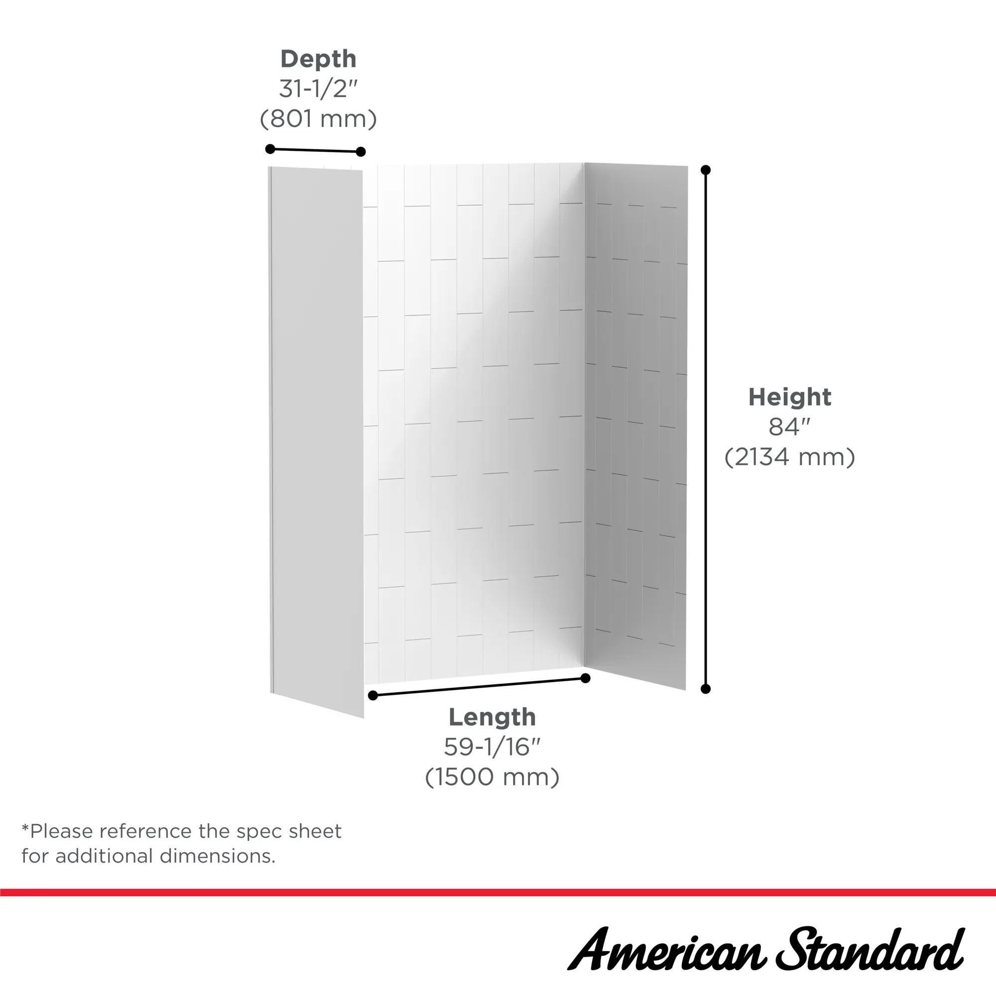 Aspirations 60 x 32 x 84-Inch Vertical Tile Shower Wall Set