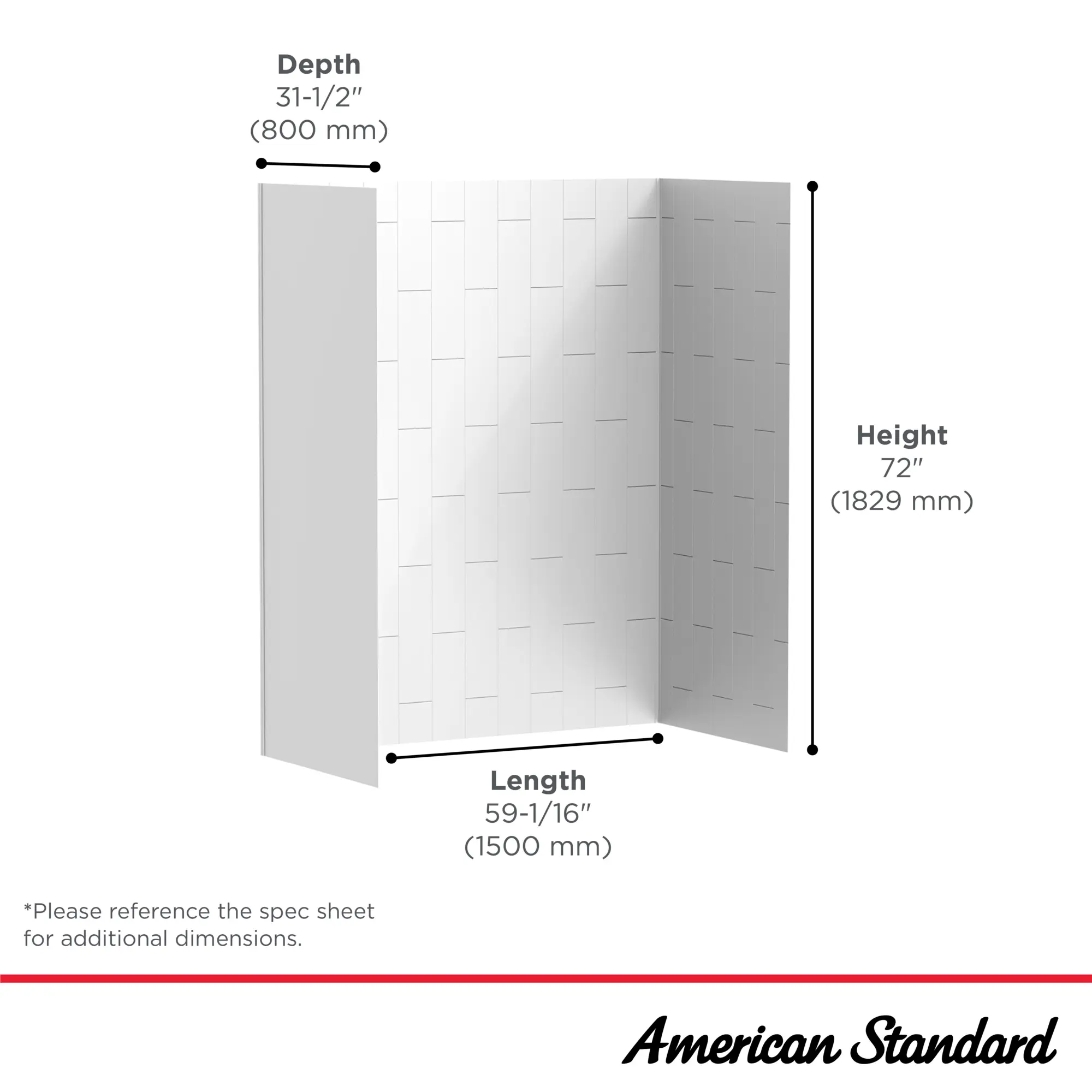 Aspirations 60 x 32 x 72-Inch Vertical Tile Bath Wall Set