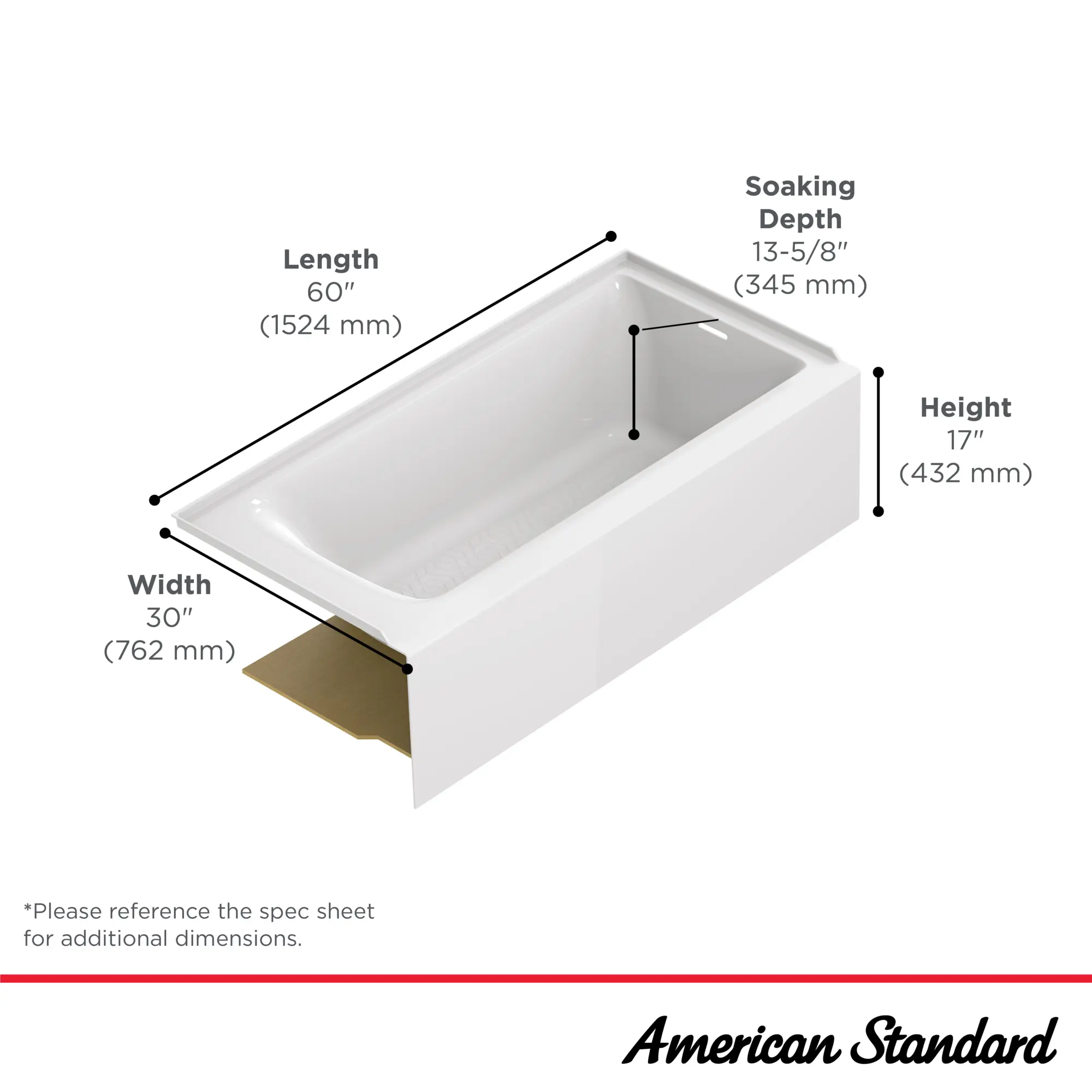 Aspirations 60 x 30-Inch Integral Apron Bathtub With Right-Hand Drain