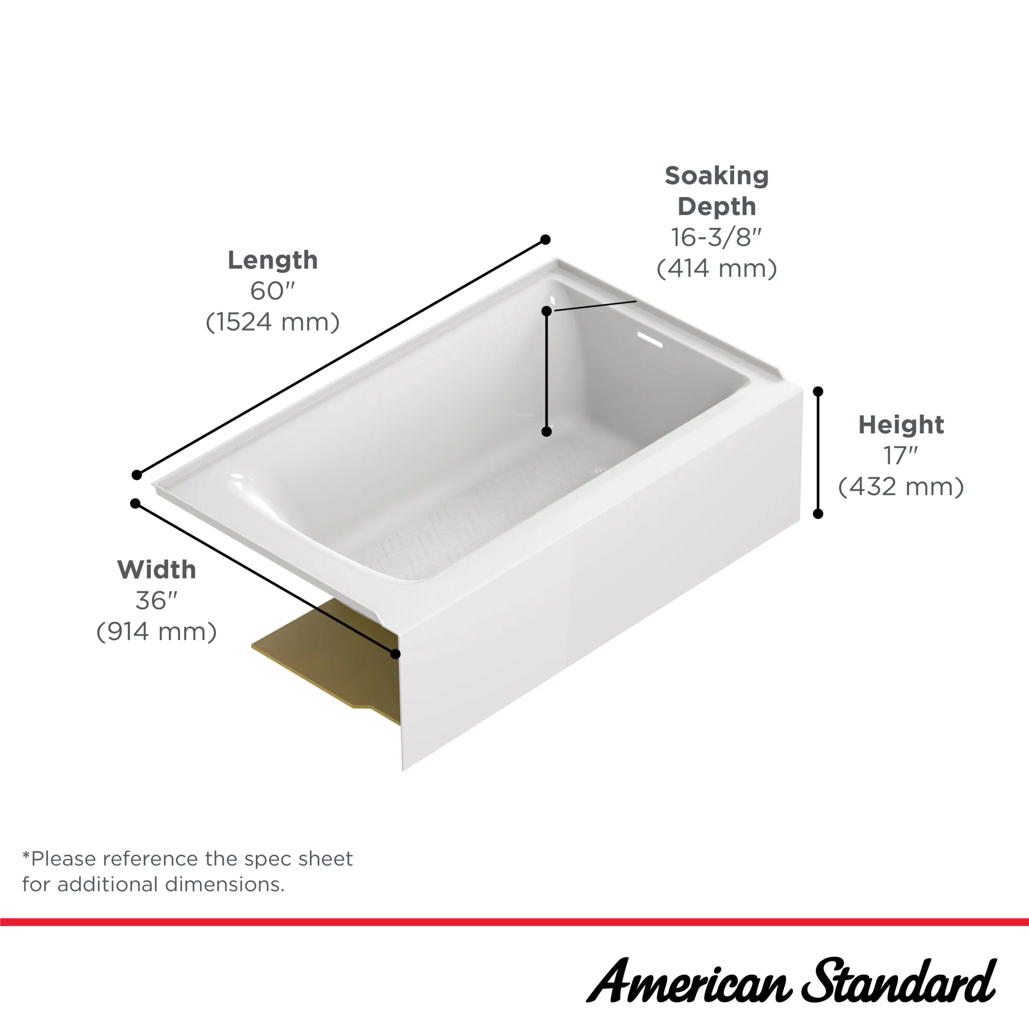 Aspirations 60 x 36-Inch Integral Apron Bathtub With Right-Hand Drain