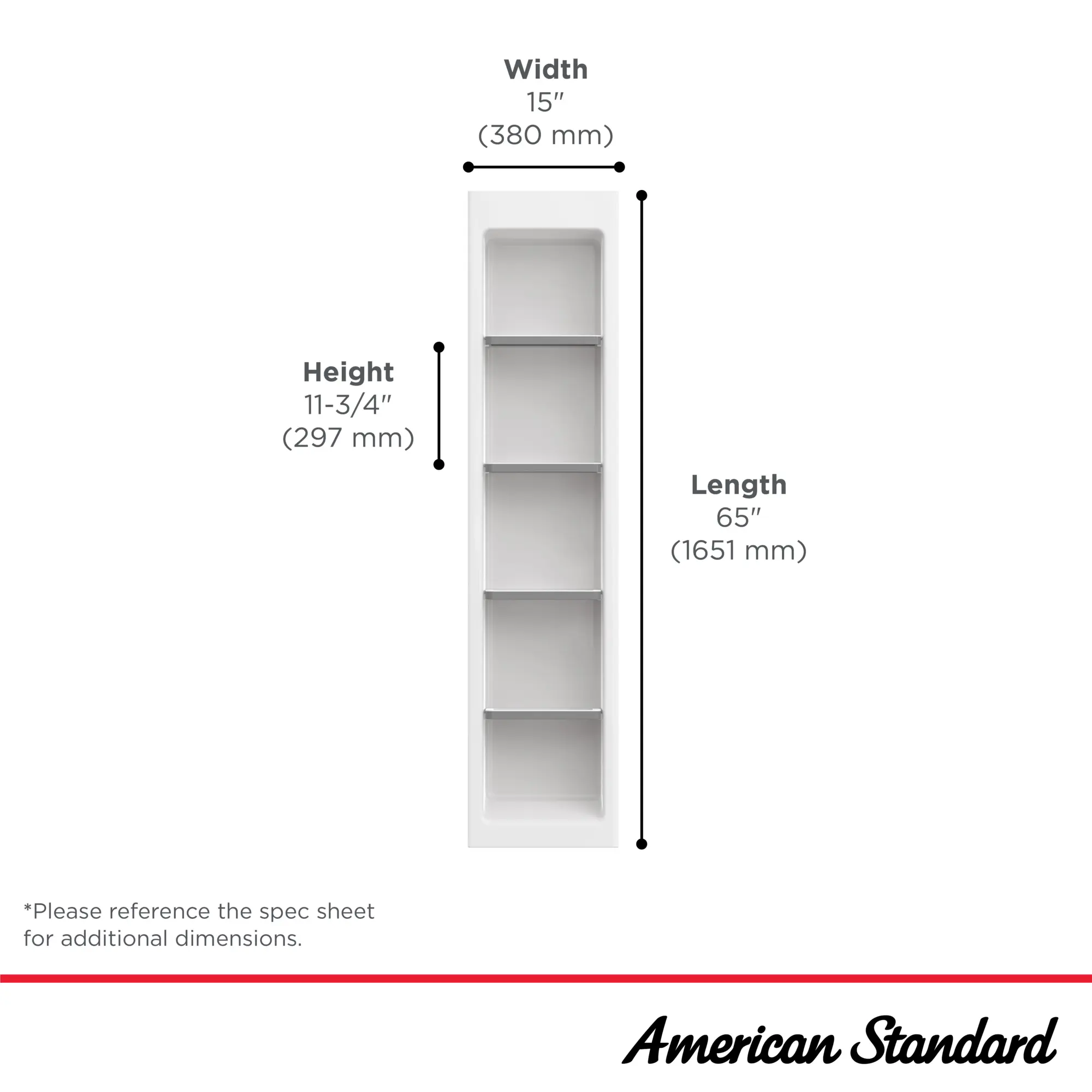 Aspirations 15 x 65-Inch In-Wall Customizable Shelving Unit