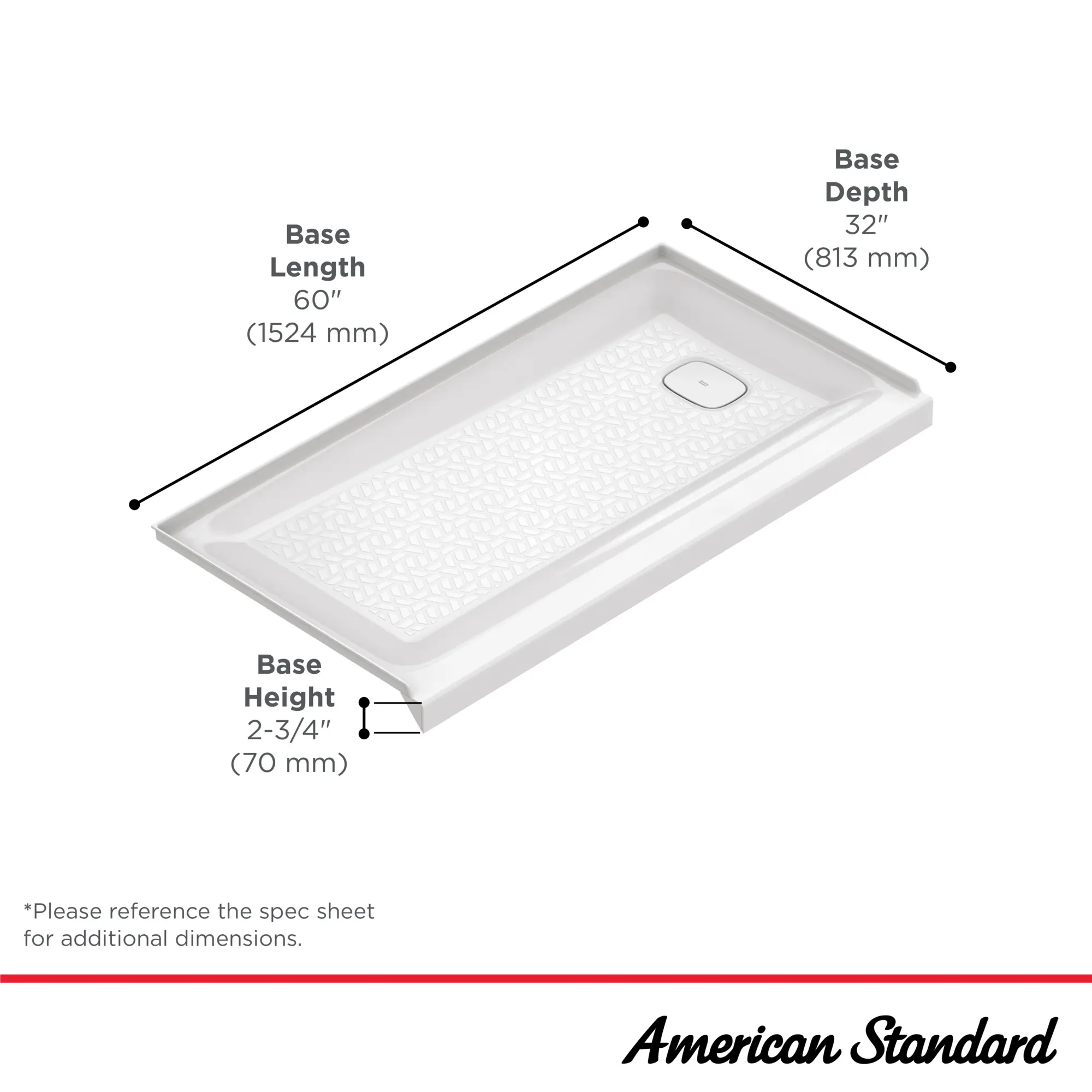 Aspirations 60 x 32-Inch Single Threshold Shower Base With Right-Hand Drain