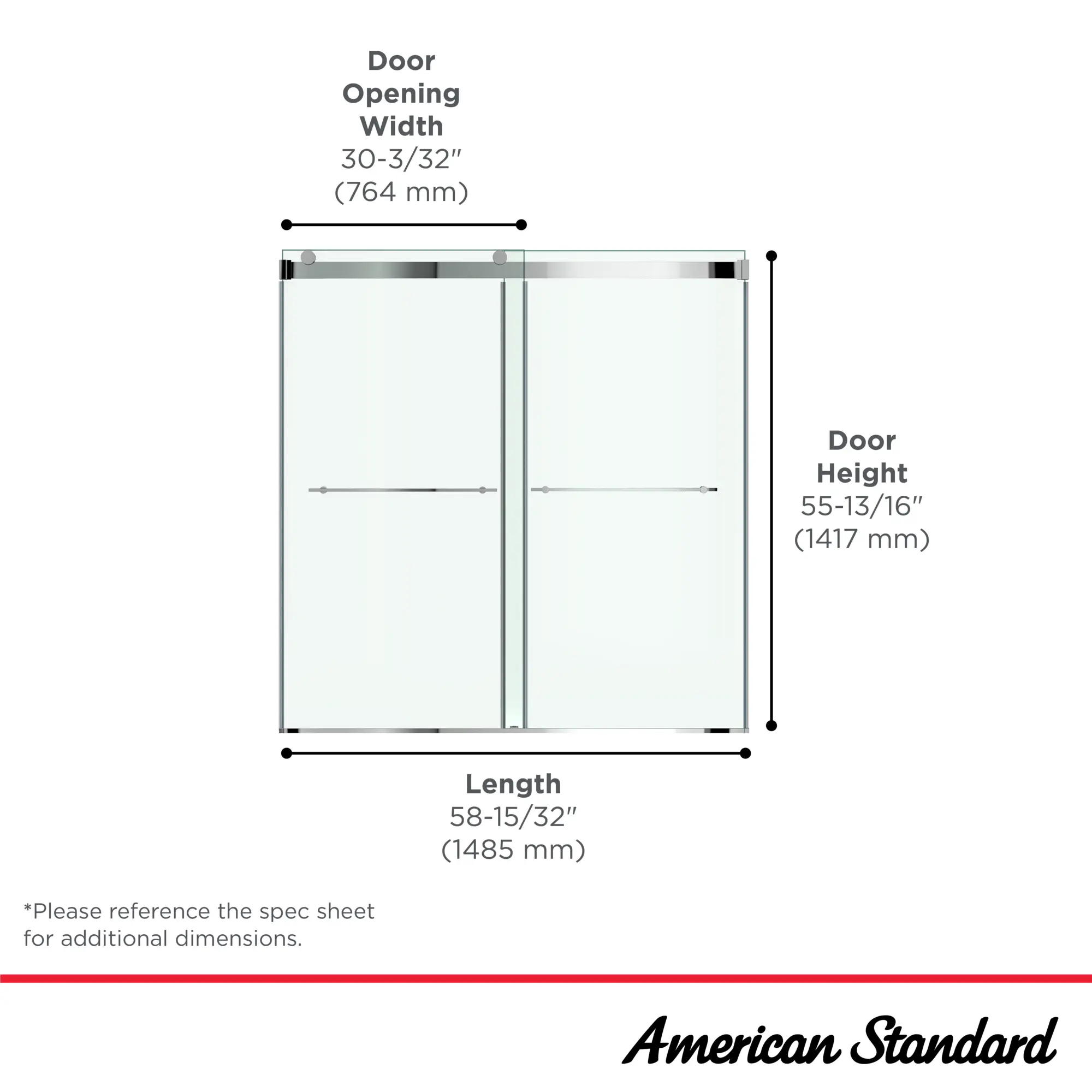 Aspirations 60 x 60-Inch Frameless Sliding Bathtub Door