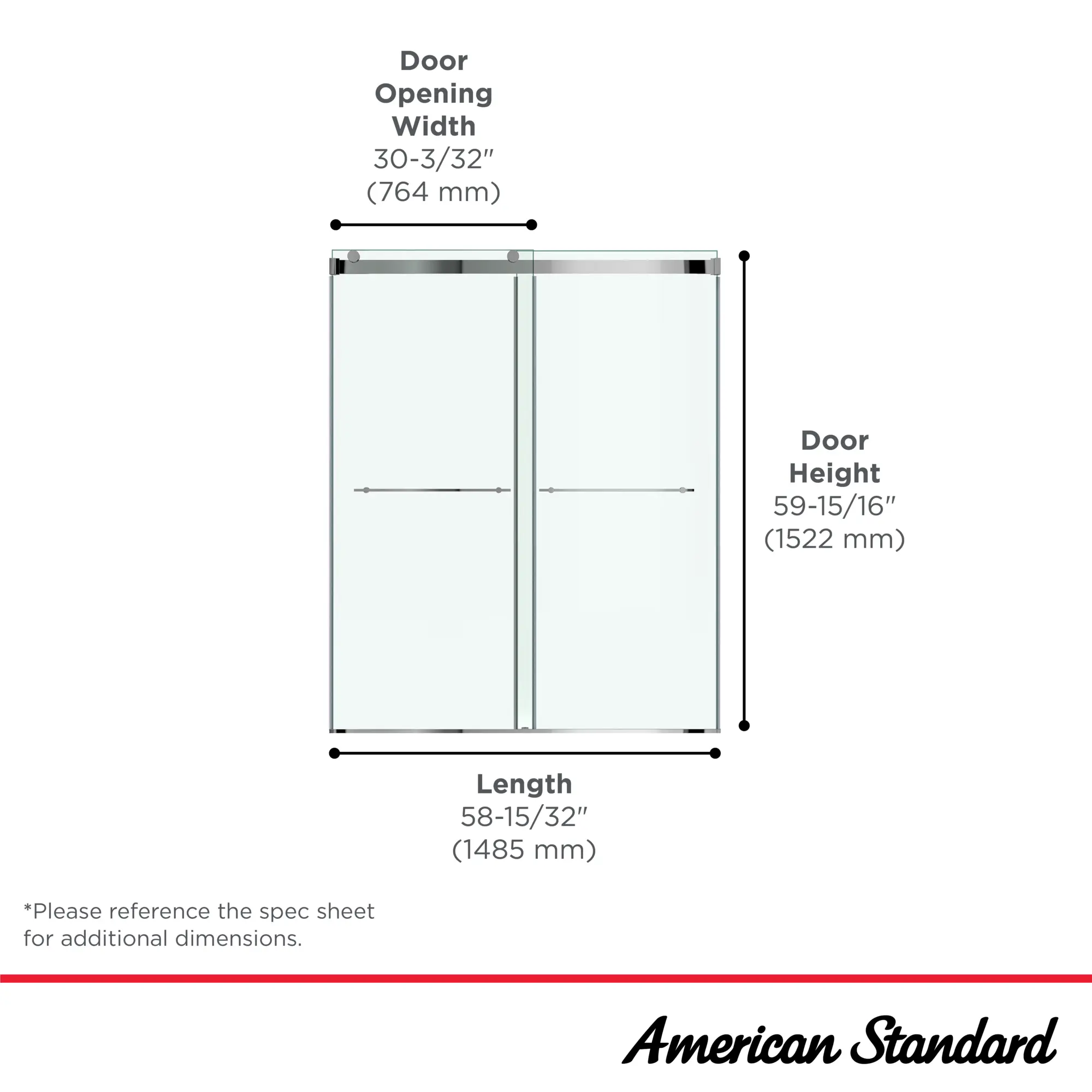 Aspirations 60 x 72-Inch Frameless Sliding Shower Door