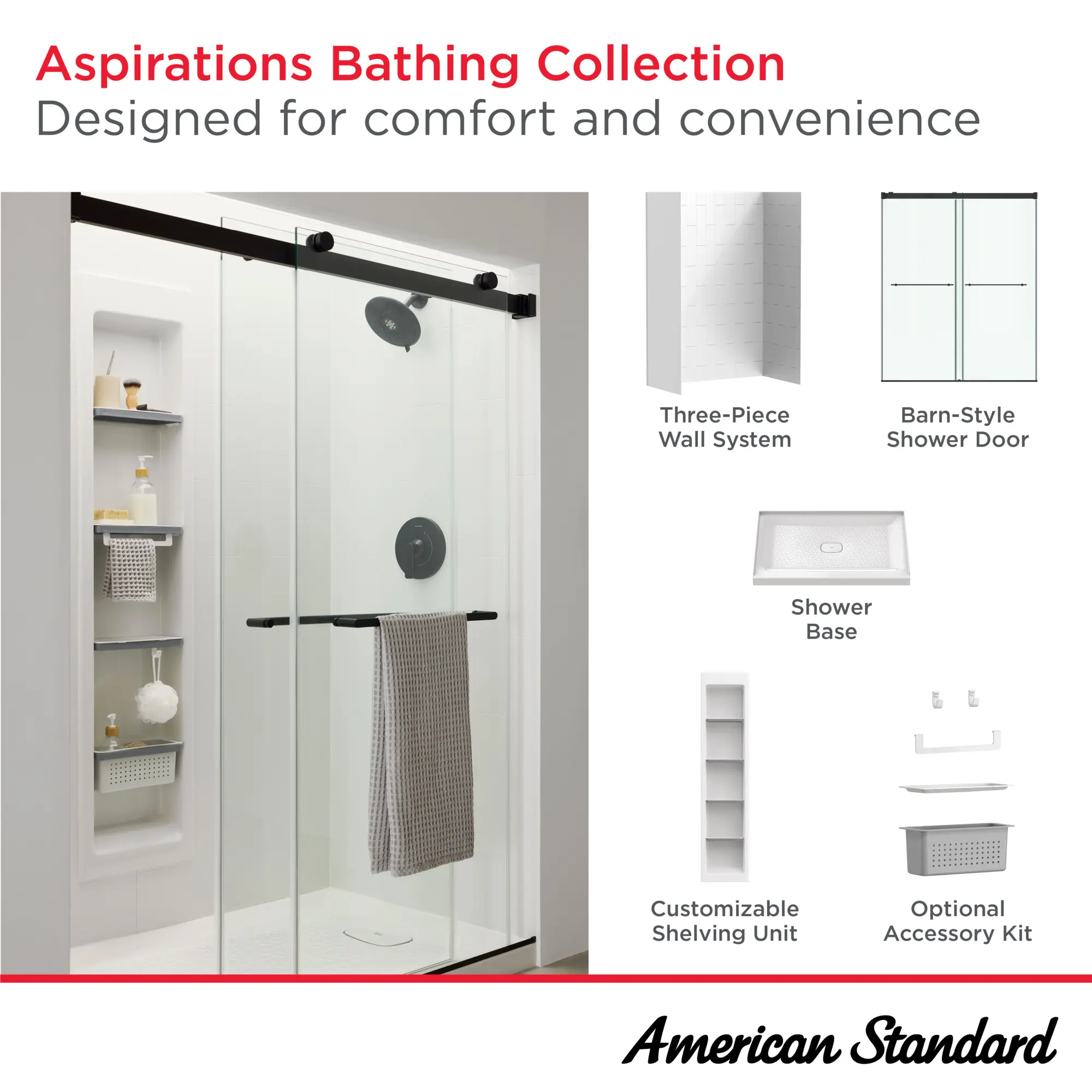 Aspirations 48 x 72-Inch Frameless Sliding Shower Door