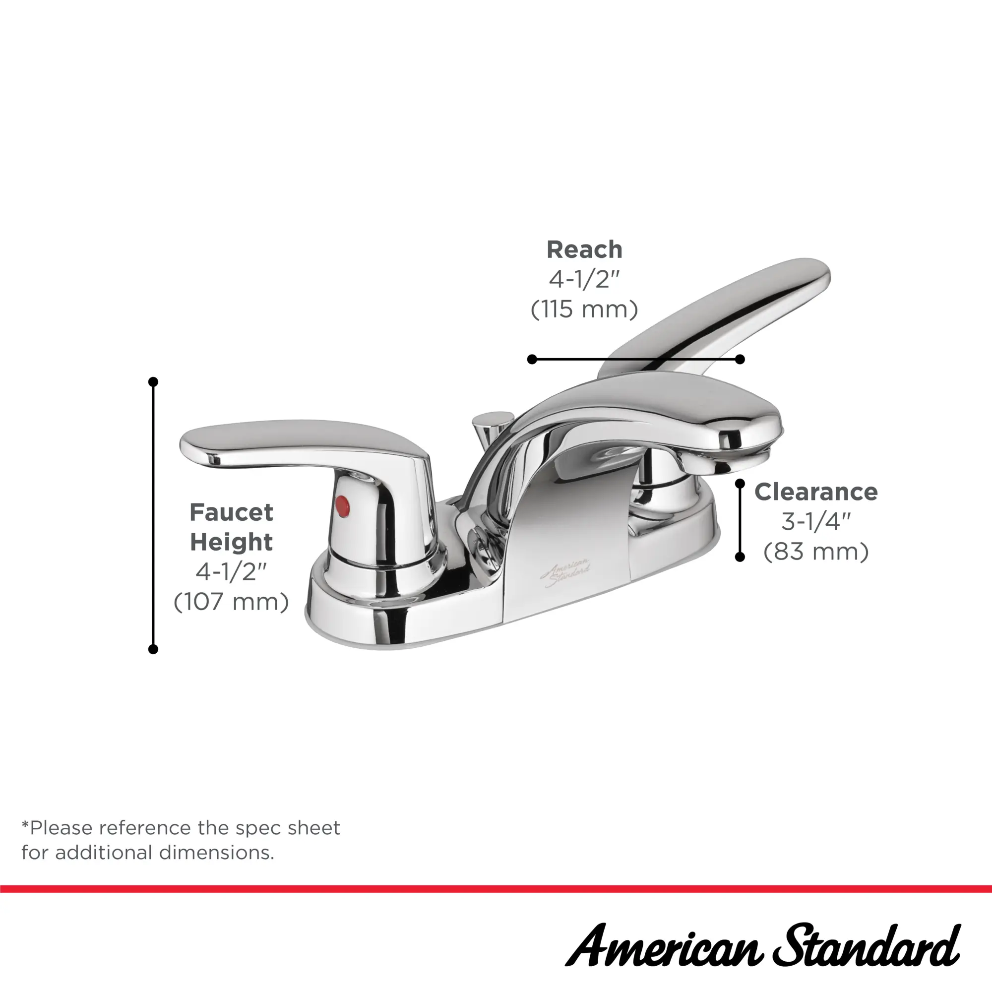 Colony® PRO 4-Inch Centerset 2-Handle Bathroom Faucet 1.2 gpm/4.5 Lpm Less Drain, With Lever Handles