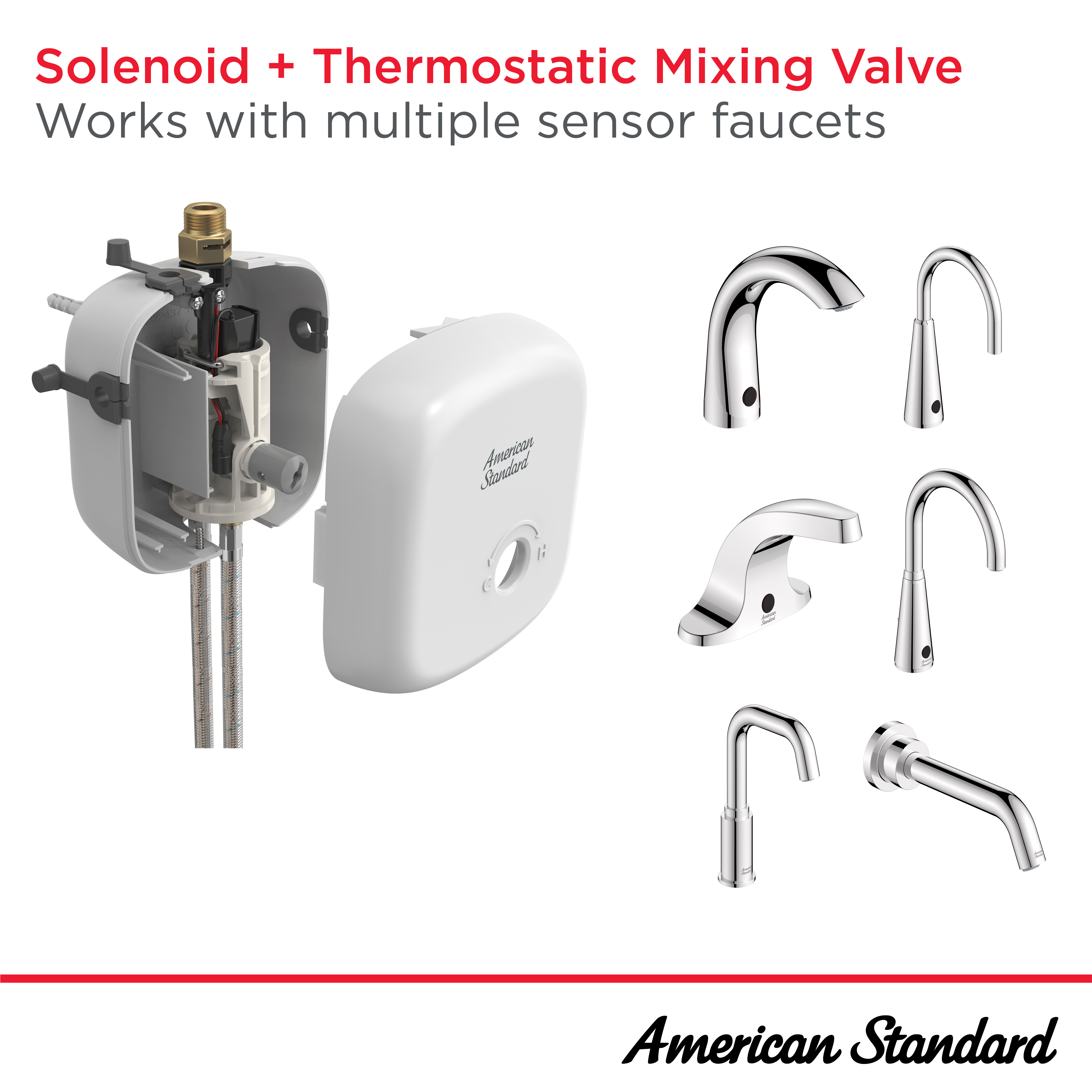 Solenoid + Thermostatic Mixing Valve Control Box, Dual Inlet