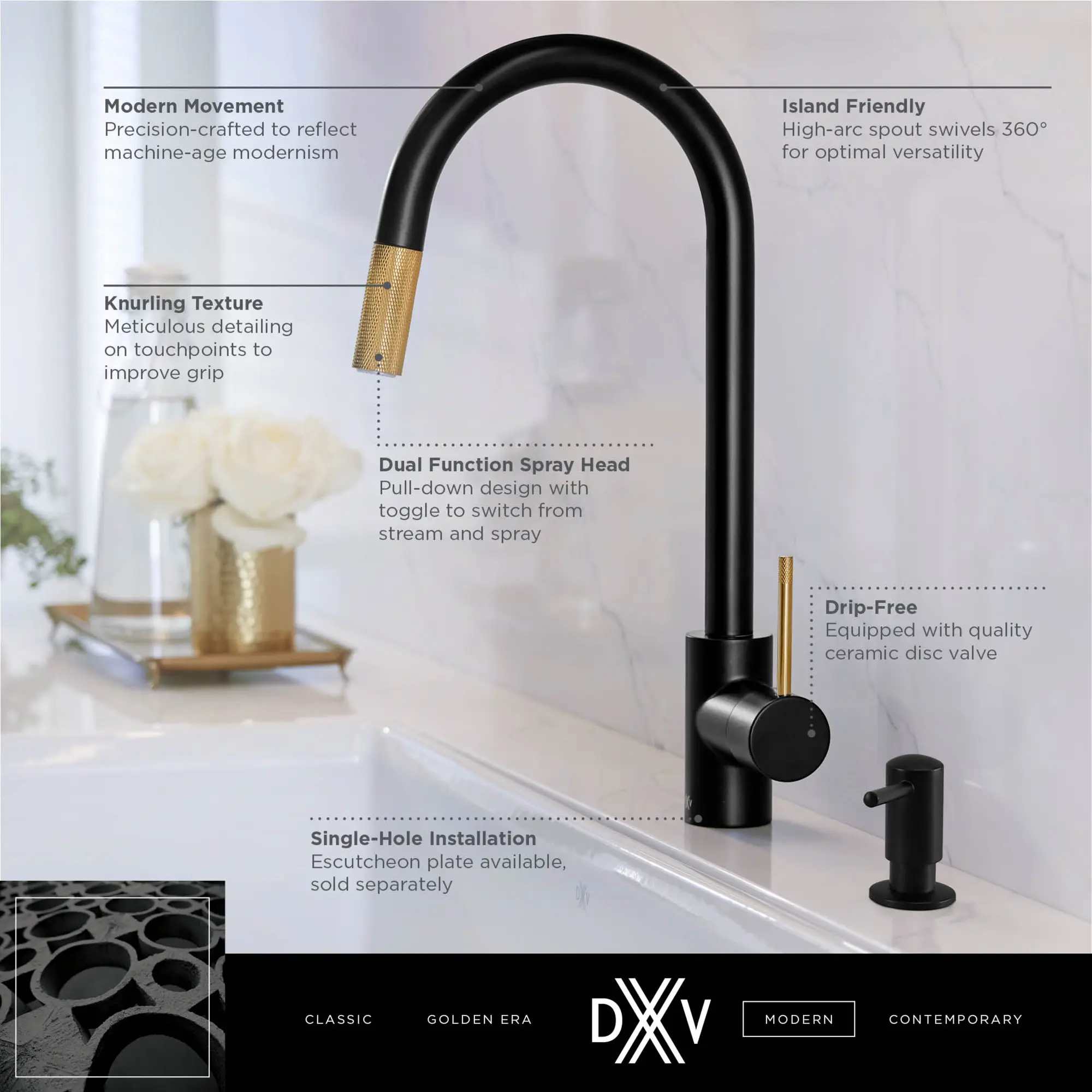 Etre Single Handle Pull-Down Kitchen Faucet with Lever Handle