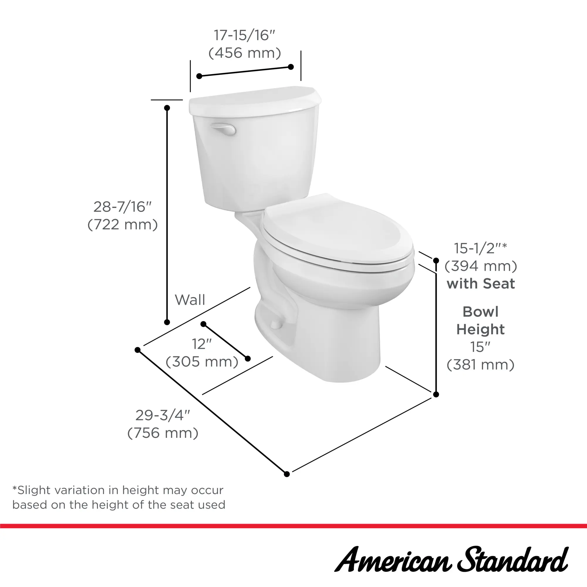 Toilette Colony®3 deux pièces, devant allongé, hauteur standard, 6,0 l/chasse (1,6 gal/chasse), sans siège