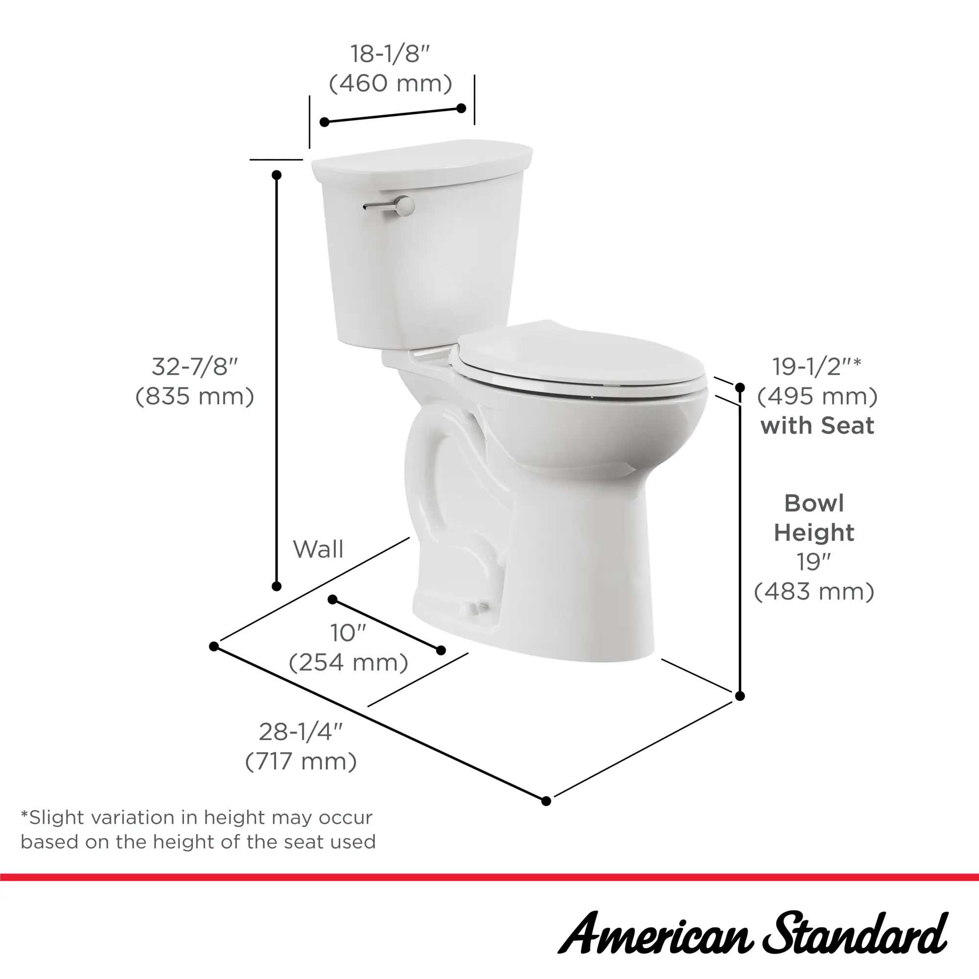 Cadet® PRO Two-Piece 1.28 gpf/4.8 Lpf Extra Tall Height Elongated 10-Inch Rough Toilet Less Seat