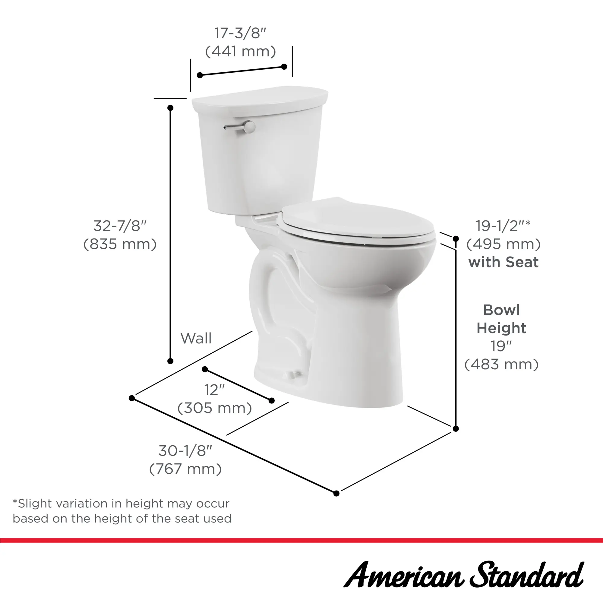 Cadet® PRO Two-Piece 1.28 gpf/4.8 Lpf Extra Tall Height Elongated ...