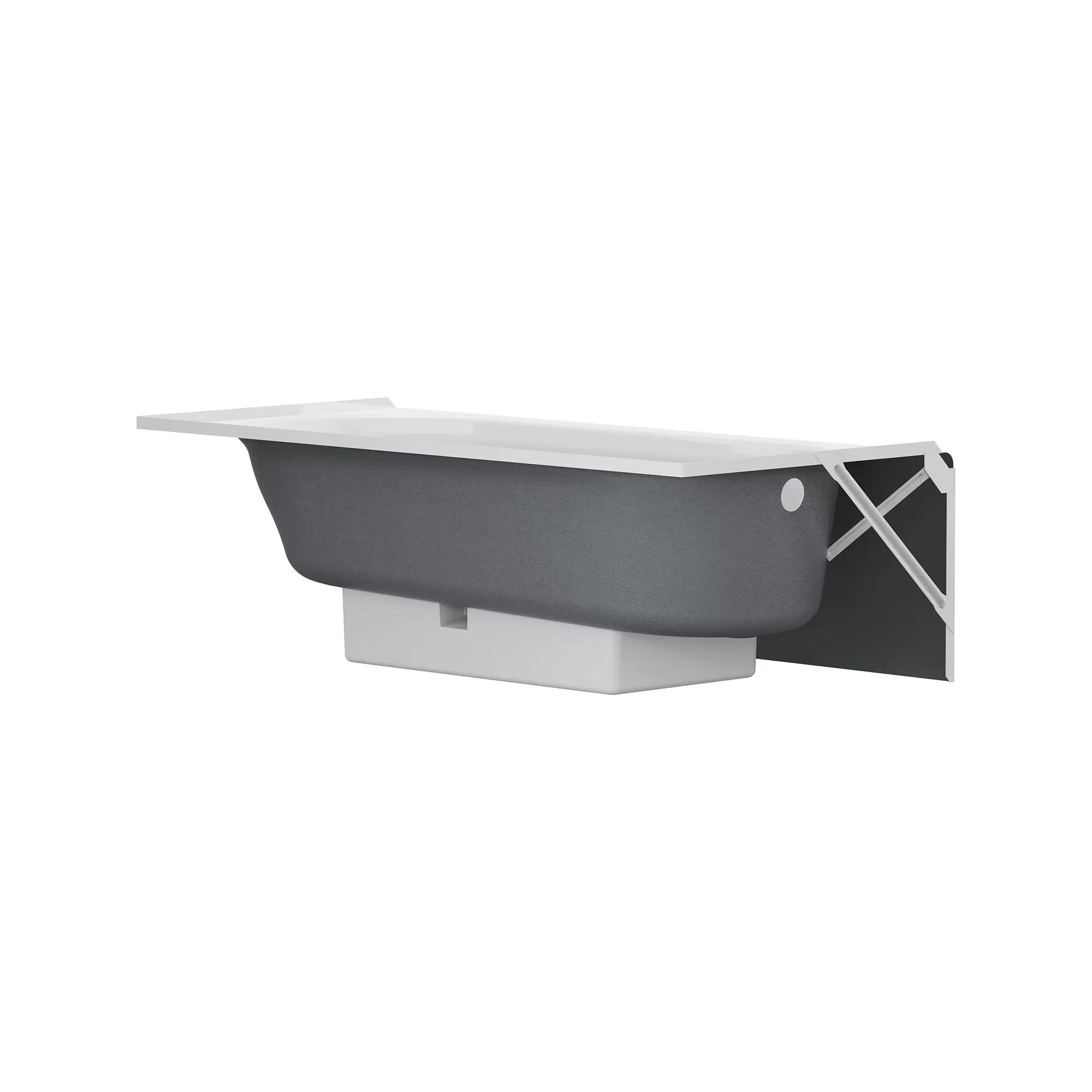 Baignoire Princeton® PRO en acier, tablier intégré, 1 524 x 762 mm (60 x 30 po), plomberie brute au-dessus du sol, orifice d’évacuation à gauche