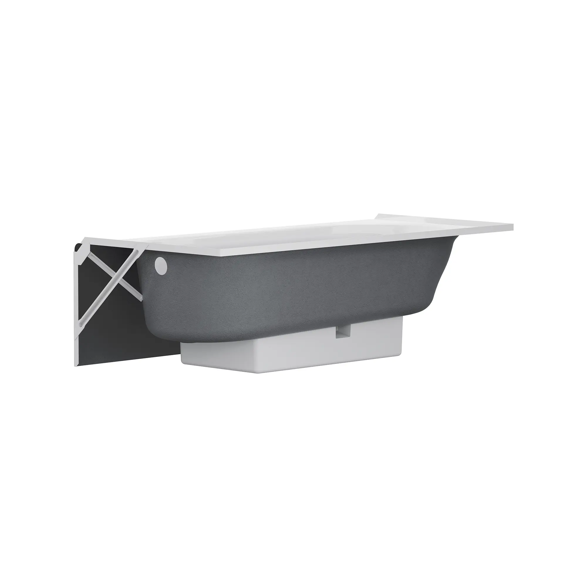 Baignoire Princeton® PRO en acier, tablier intégré, 1 524 x 762 mm (60 x 30 po), plomberie brute au-dessus du sol, orifice d’évacuation à droite