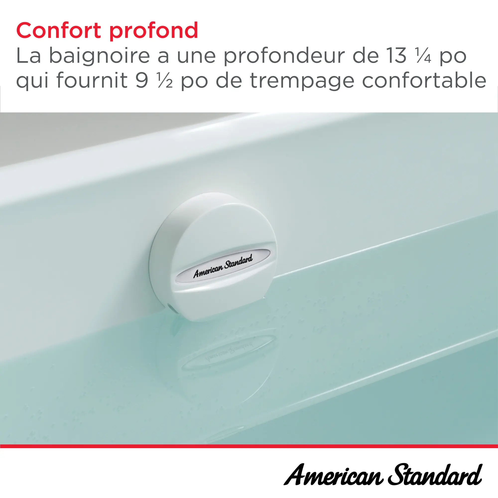 Baignoire Princeton® PRO en acier, tablier intégré, 1 524 x 762 mm (60 x 30 po), plomberie brute au-dessus du sol, orifice d’évacuation à gauche