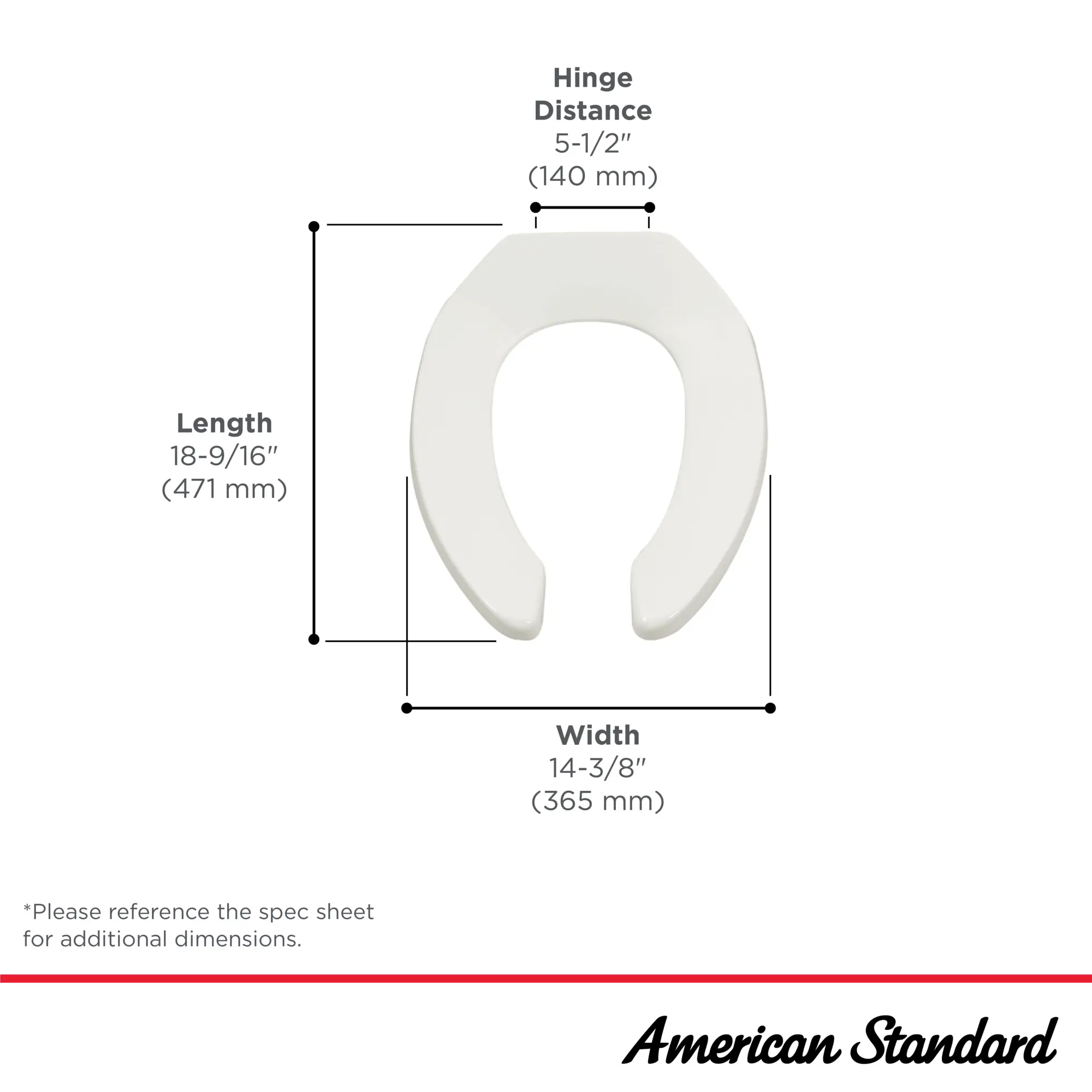 Commercial Heavy Duty Open Front Elongated Toilet Seat with EverClean® Surface and Self-sustaining Hinges