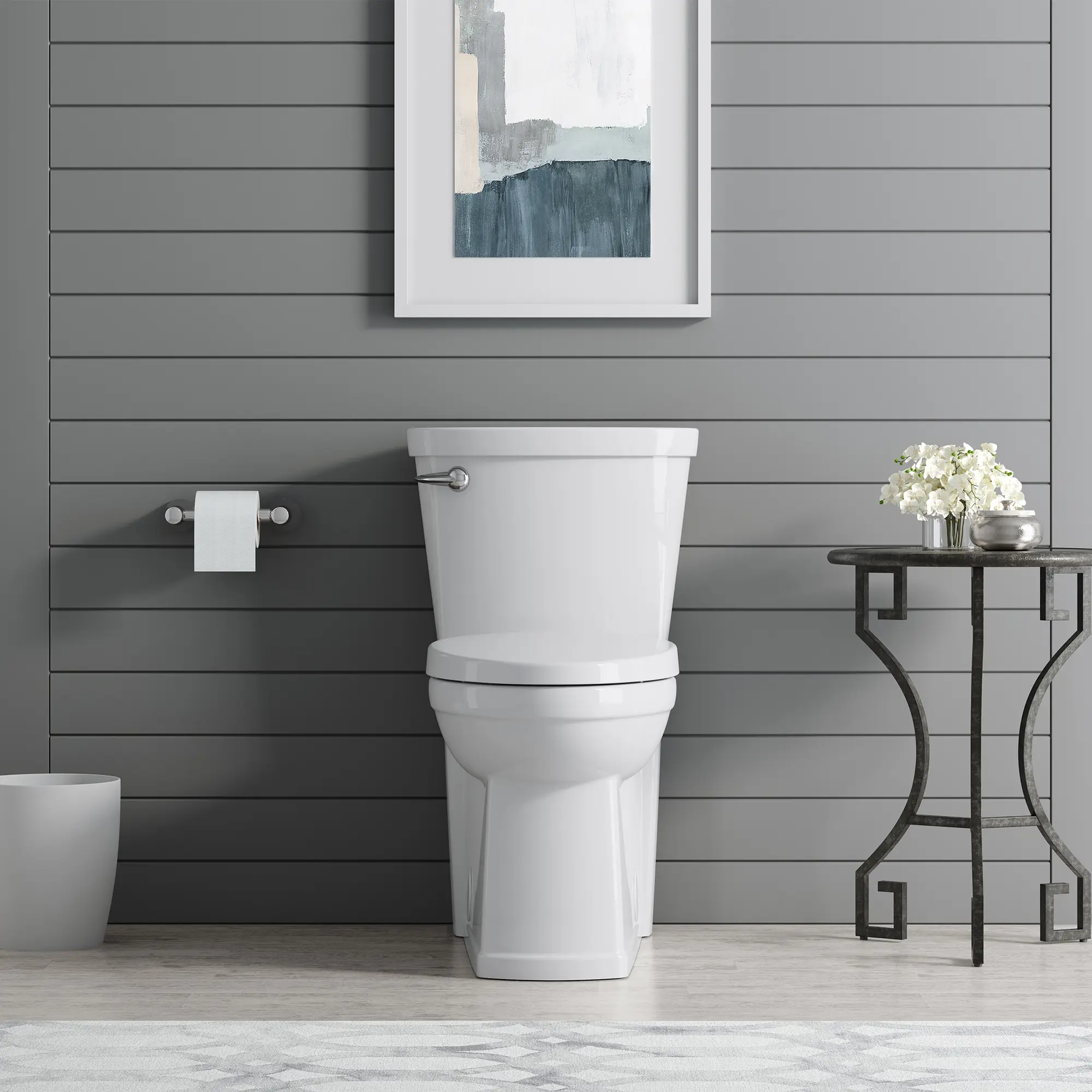 Toilette complète Décor, 2 pièces, 1,28 gpc/4,8 lpc, à cuvette allongée à hauteur de chaise, avec siège