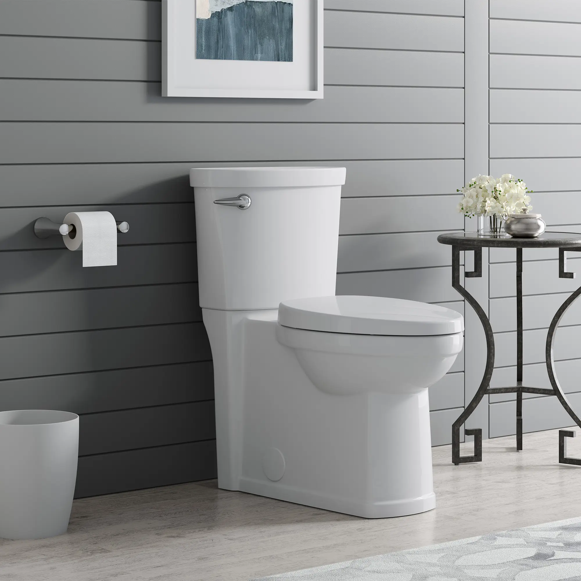Toilette complète Décor, 2 pièces, 1,28 gpc/4,8 lpc, à cuvette allongée à hauteur de chaise, avec siège