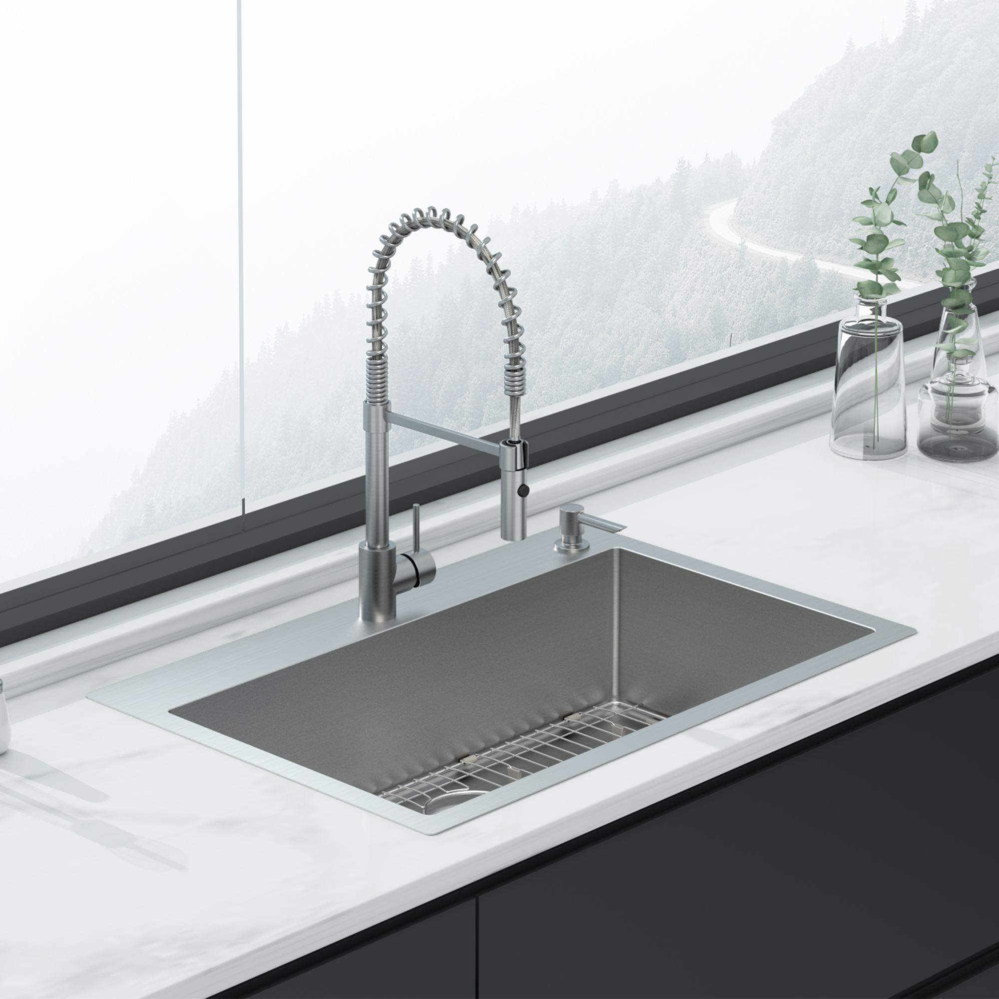 Stainless steel kitchen sink cabinet - SOFIA - LMC srl