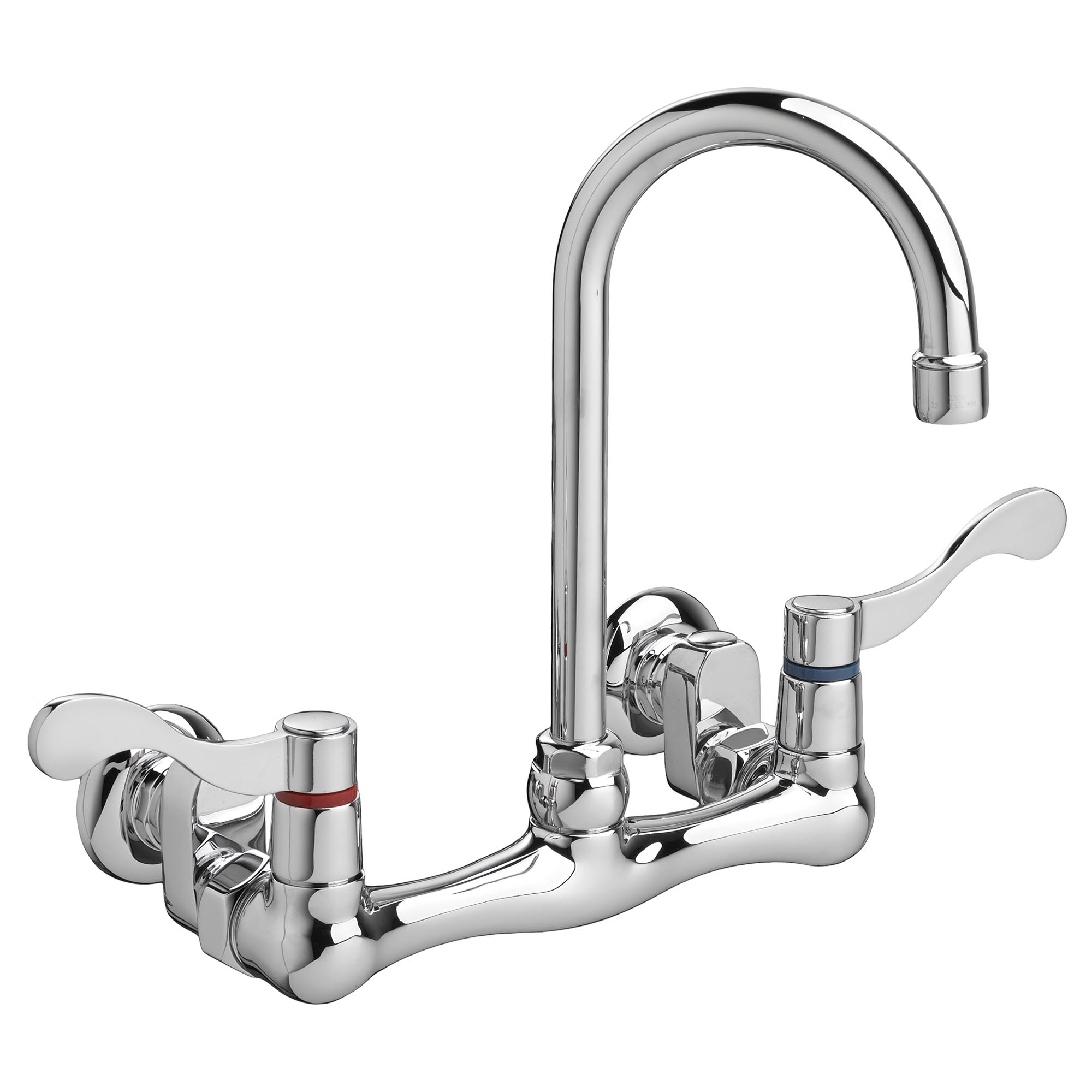 Heritage™ Wall Mount Faucet With Gooseneck Spout, Wrist Blade Handles and Offset Shanks