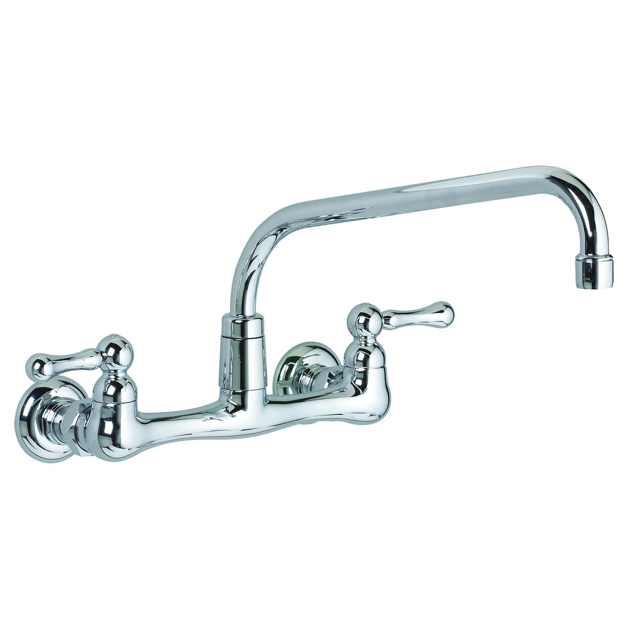 Heritage™ Wall Mount Faucet With 8-Inch Tubular Brass Swivel Spout With Lever Handles