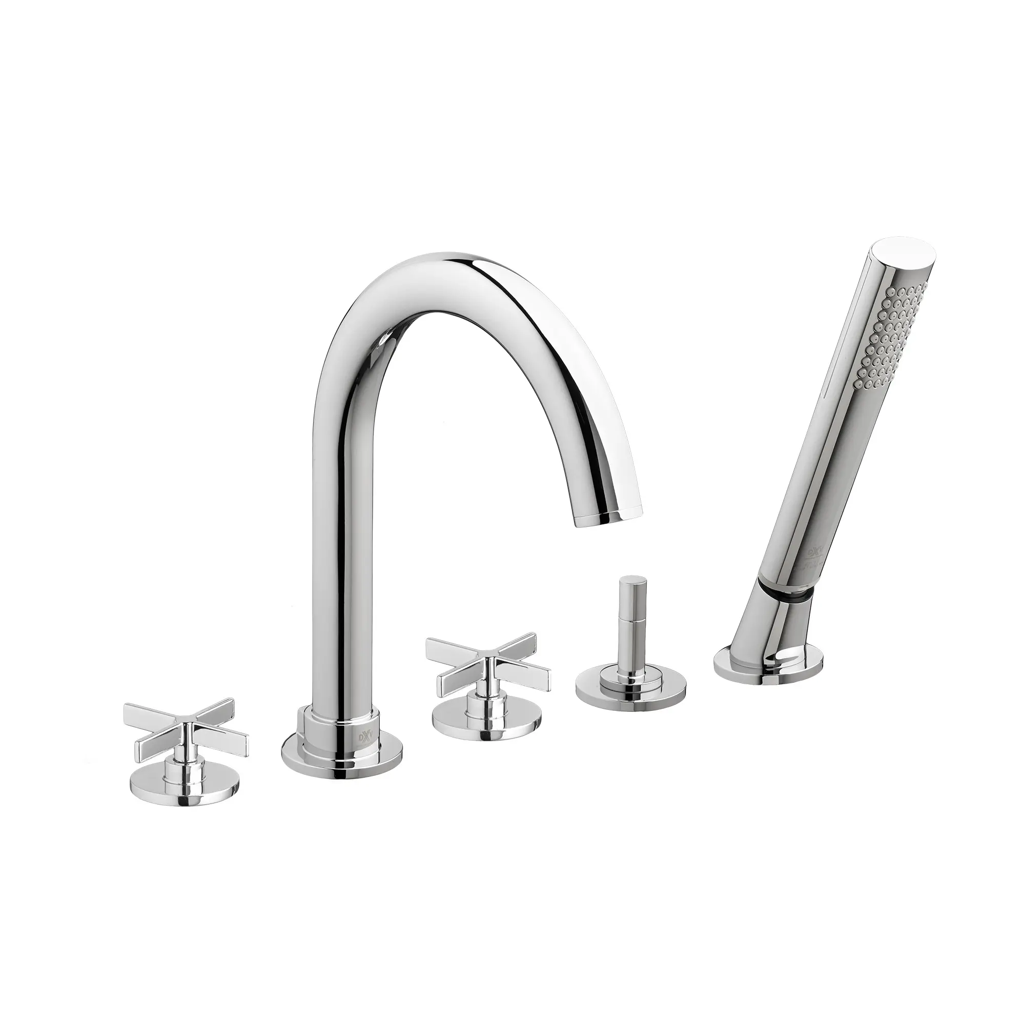 Percy 2-Handle Deck Mount Bathtub Faucet with Hand Shower and Cross Handles