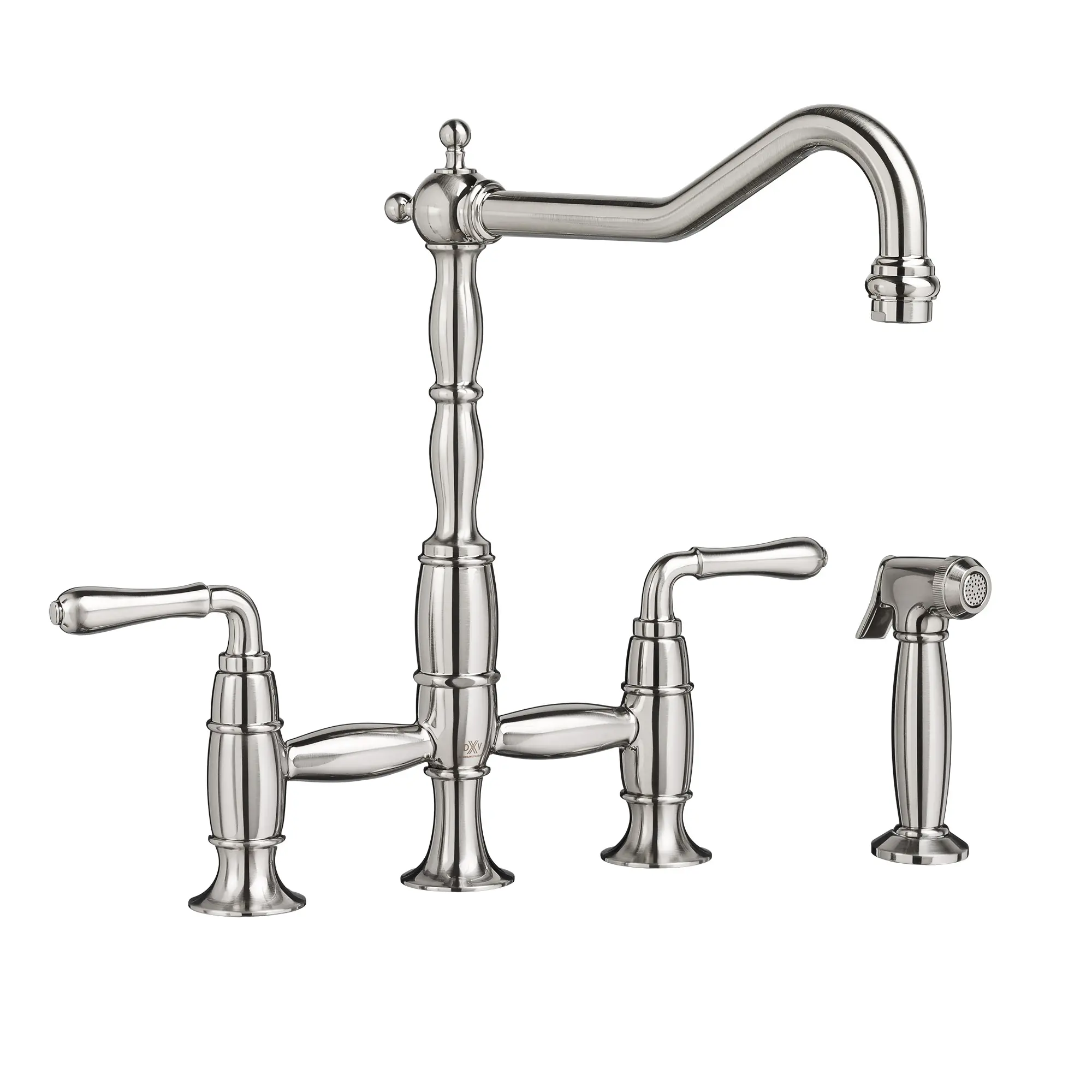 Victorian 2-Handle Widespread Bridge Kitchen Faucet with Side Spray and Lever Handles