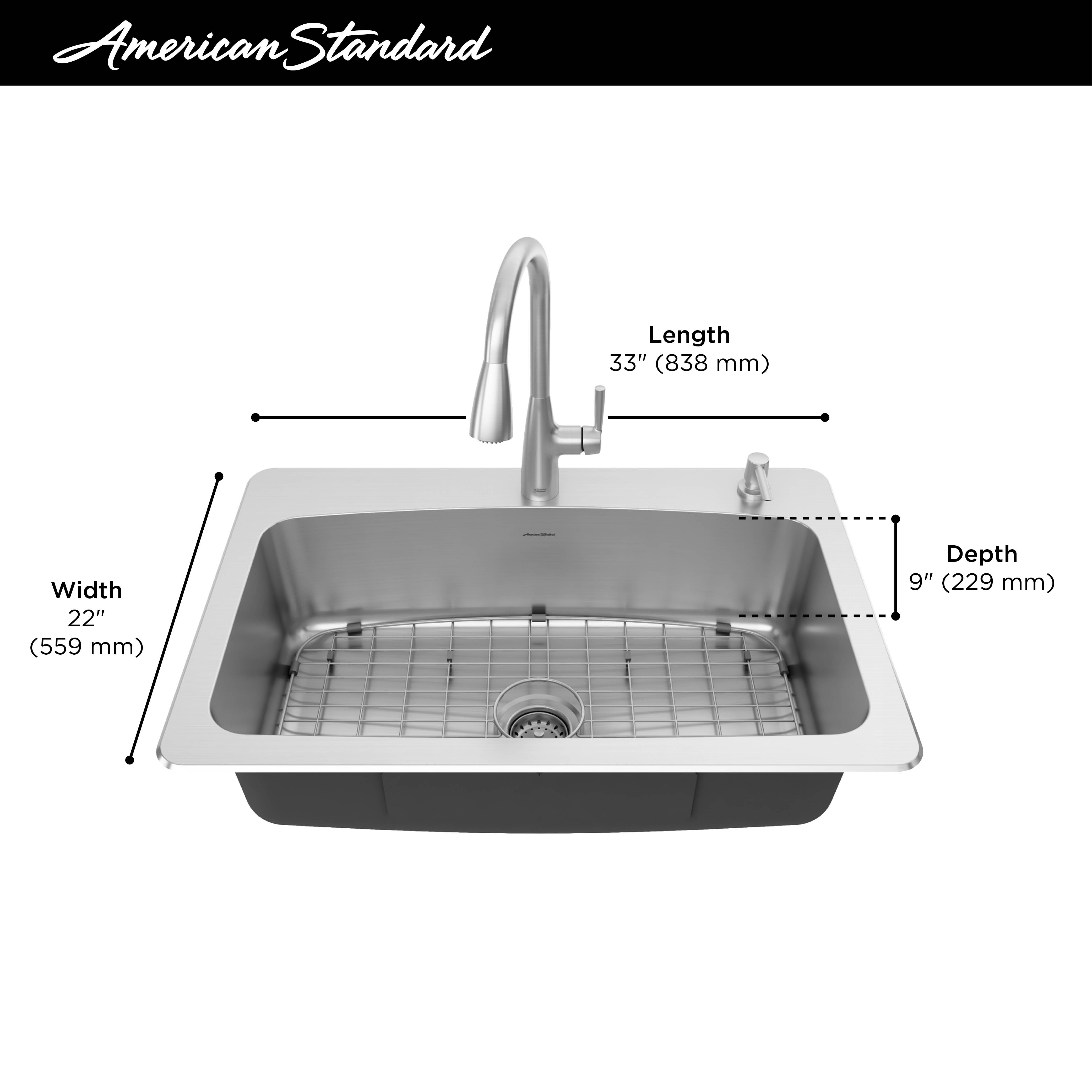 American Standard Kitchen Sink Drain with Strainer in Stainless Steel