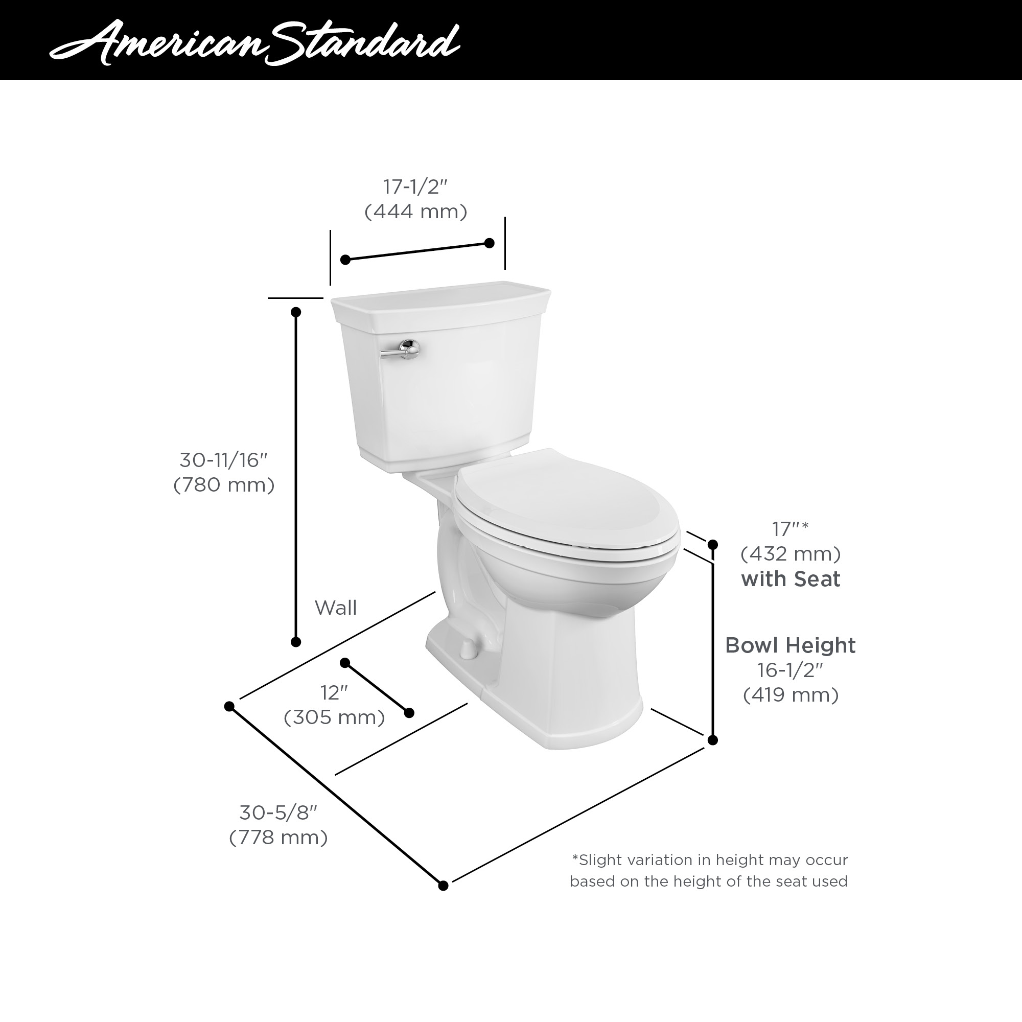 Astute VorMax Two-Piece 1.28 gpf/4.8 Lpf Chair Height Elongated Toilet ...