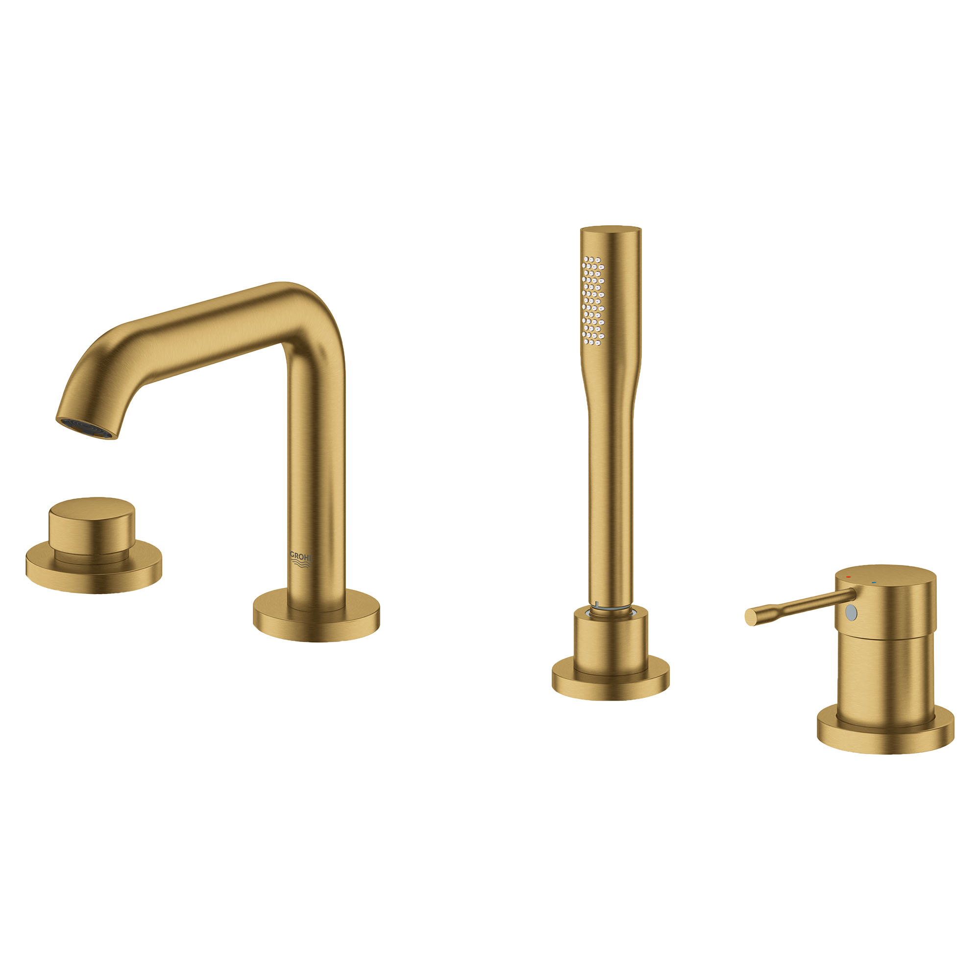 4-Hole Single-Handle Deck Mount Roman Tub Faucet with 1.75 GPM Hand Shower