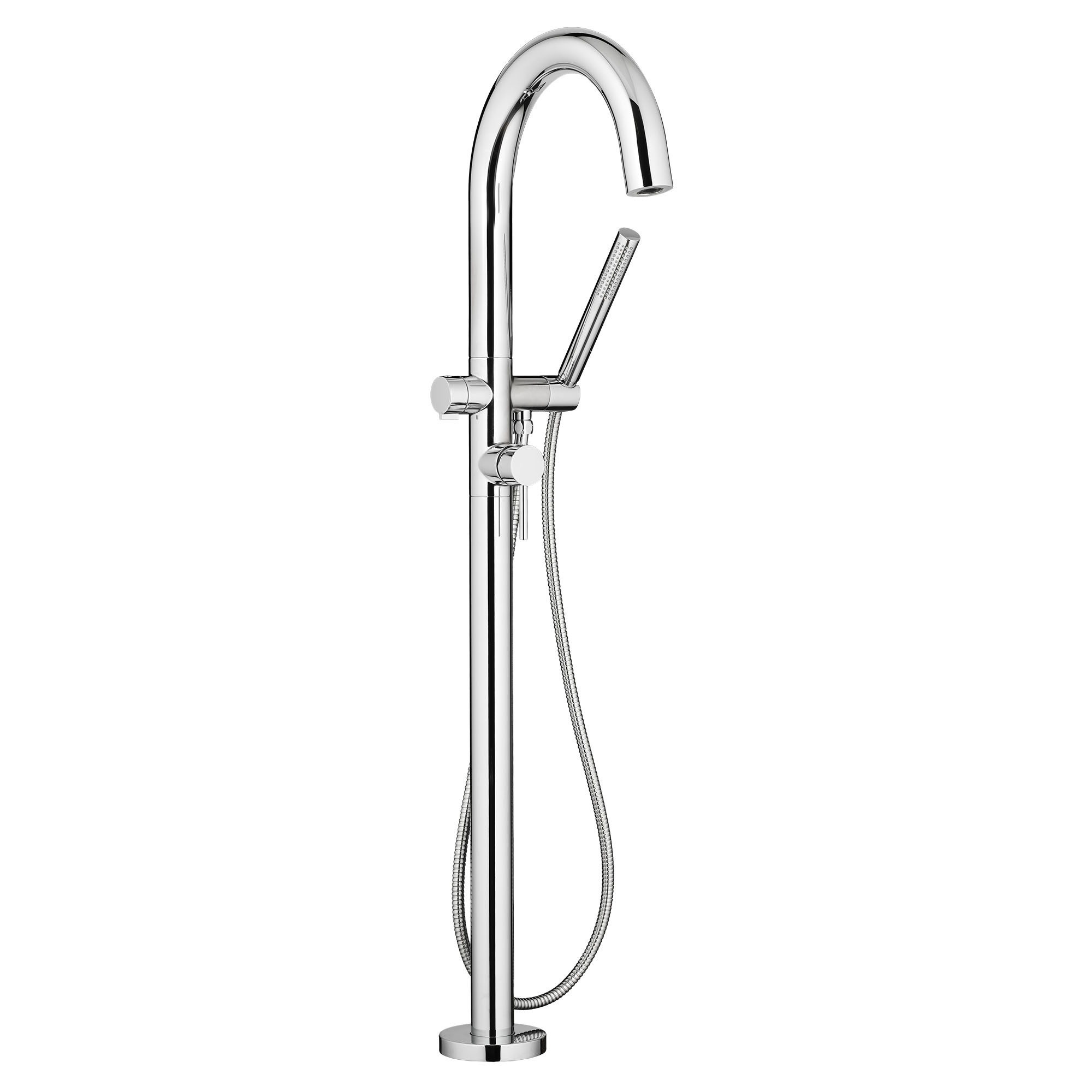 Contemporary Round Freestanding Tub Faucet with Personal Shower for Flash Rough-in Valve with Lever Handle