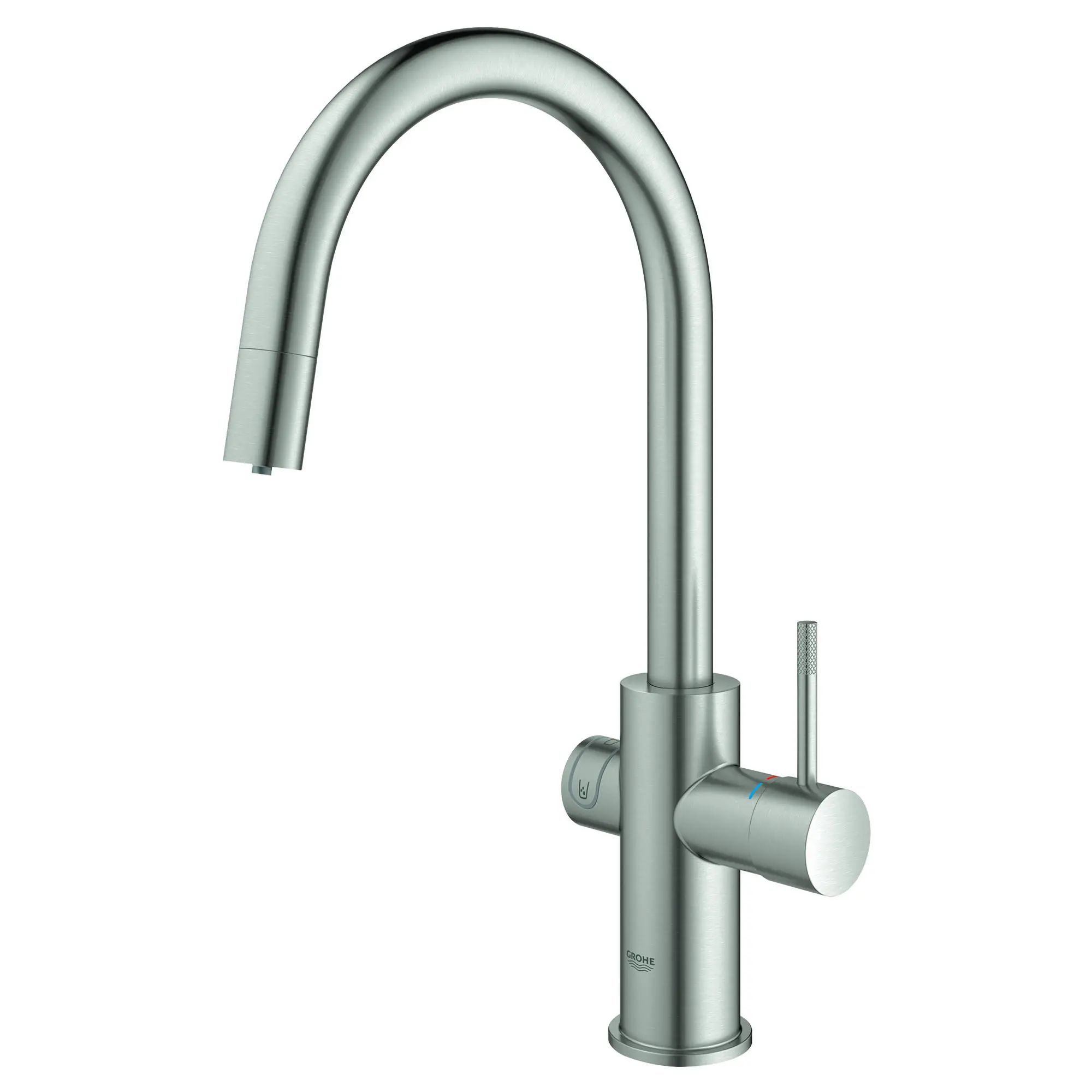 GROHE Blue Single-Handle Pull Down Kitchen Faucet Single Spray 6.6 L/min (1.75 gpm) Chilled & Sparkling Water